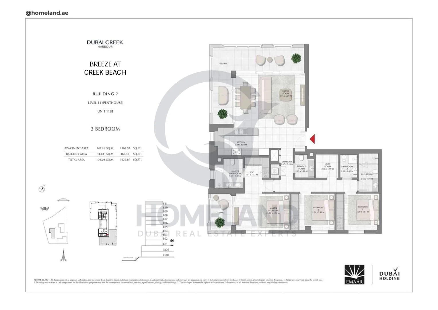 Breeze Creek Beach, Building 2, 3BR, Level 11 (Penthouse), Unit 1101, 1929 SQFT