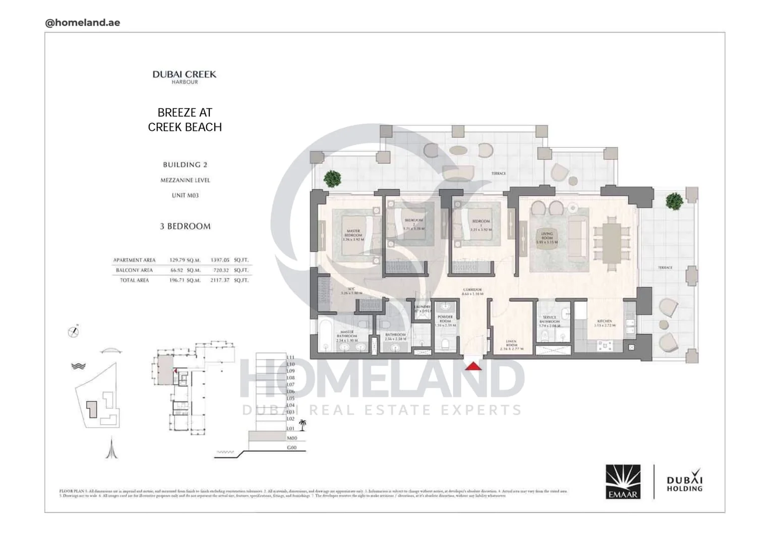 Breeze Creek Beach, Building 2, 3BR, Level Mezzanine, Unit M03, 2117 SQFT