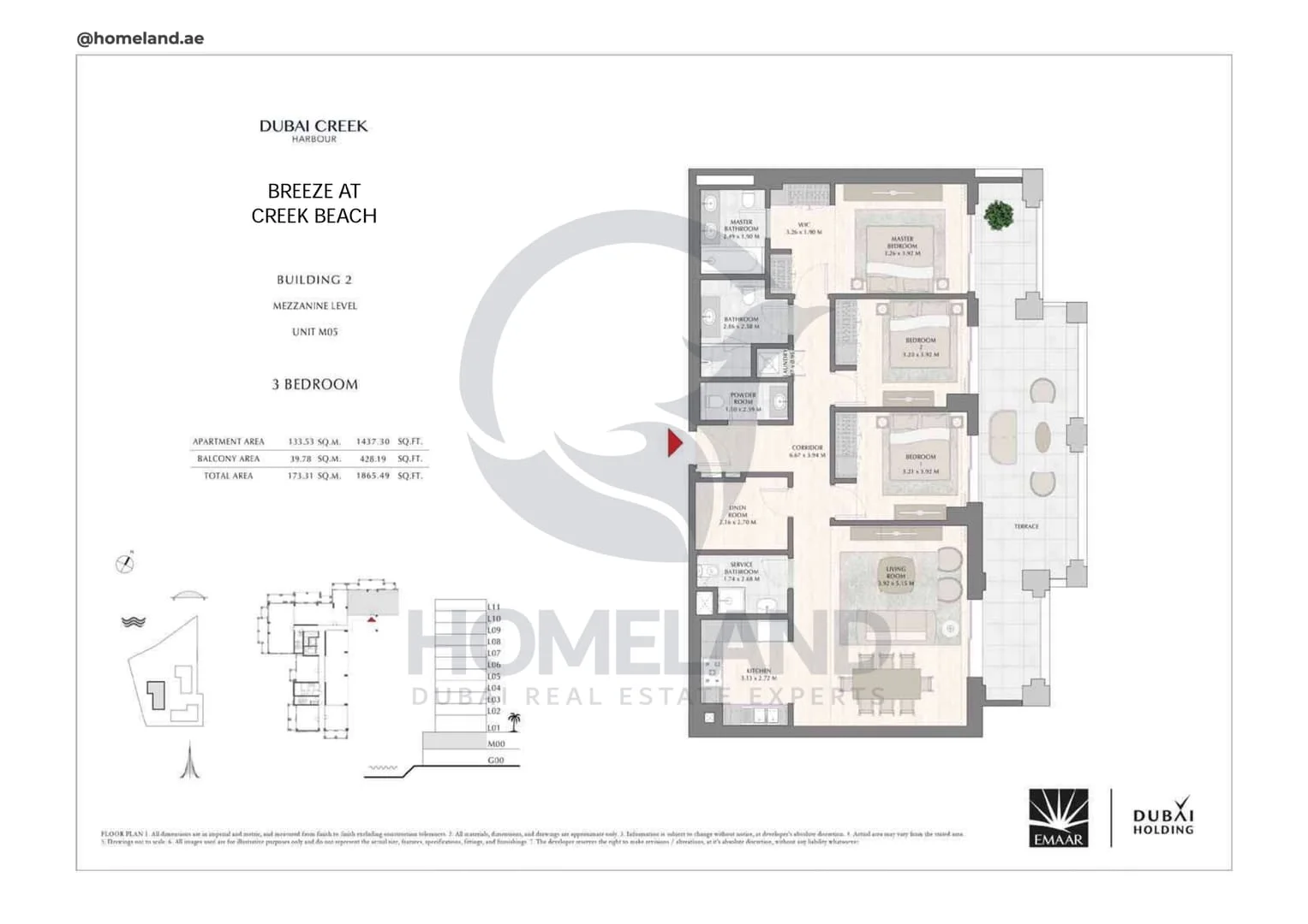 Breeze Creek Beach, Building 2, 3BR, Level Mezzanine, Unit M05, 1865 SQFT