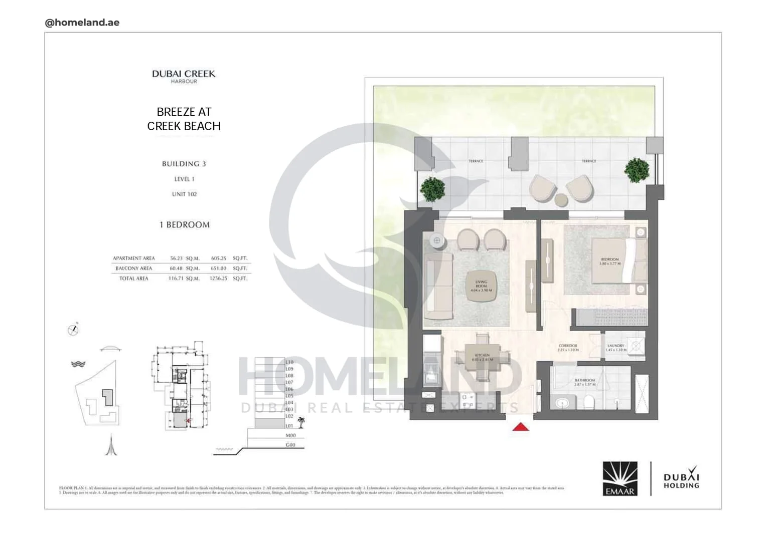 Breeze Creek Beach, Building 3, 1BR, Level 1, Unit 102, 1236 SQFT