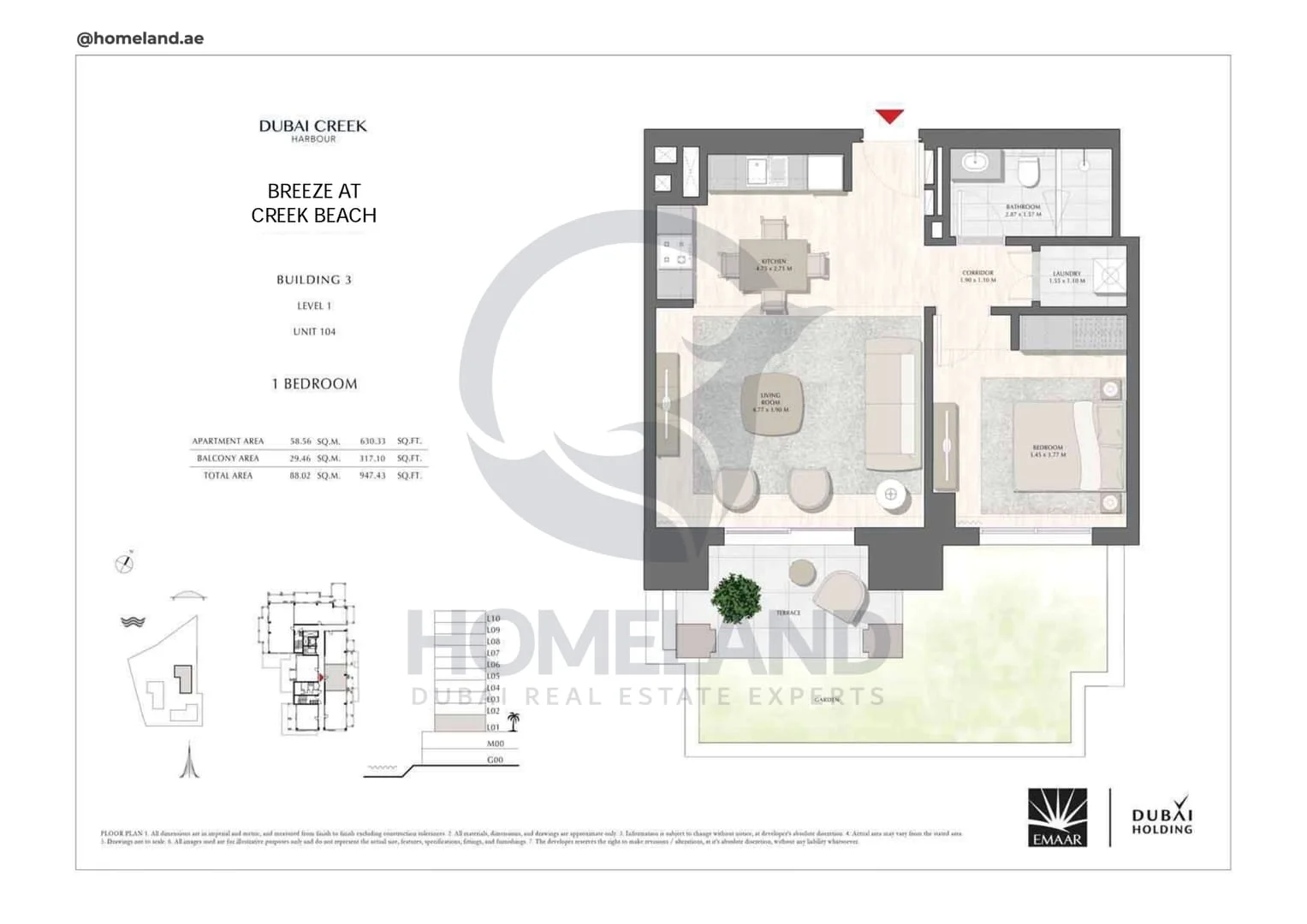 Breeze Creek Beach, Building 3, 1BR, Level 1, Unit 104, 947 SQFT