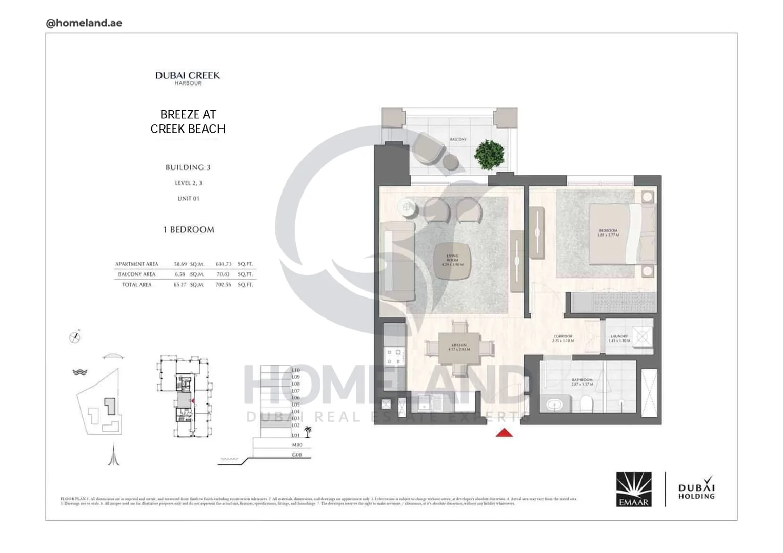 Breeze Creek Beach, Building 3, 1BR, Level 2-3, Unit 01, 702 SQFT
