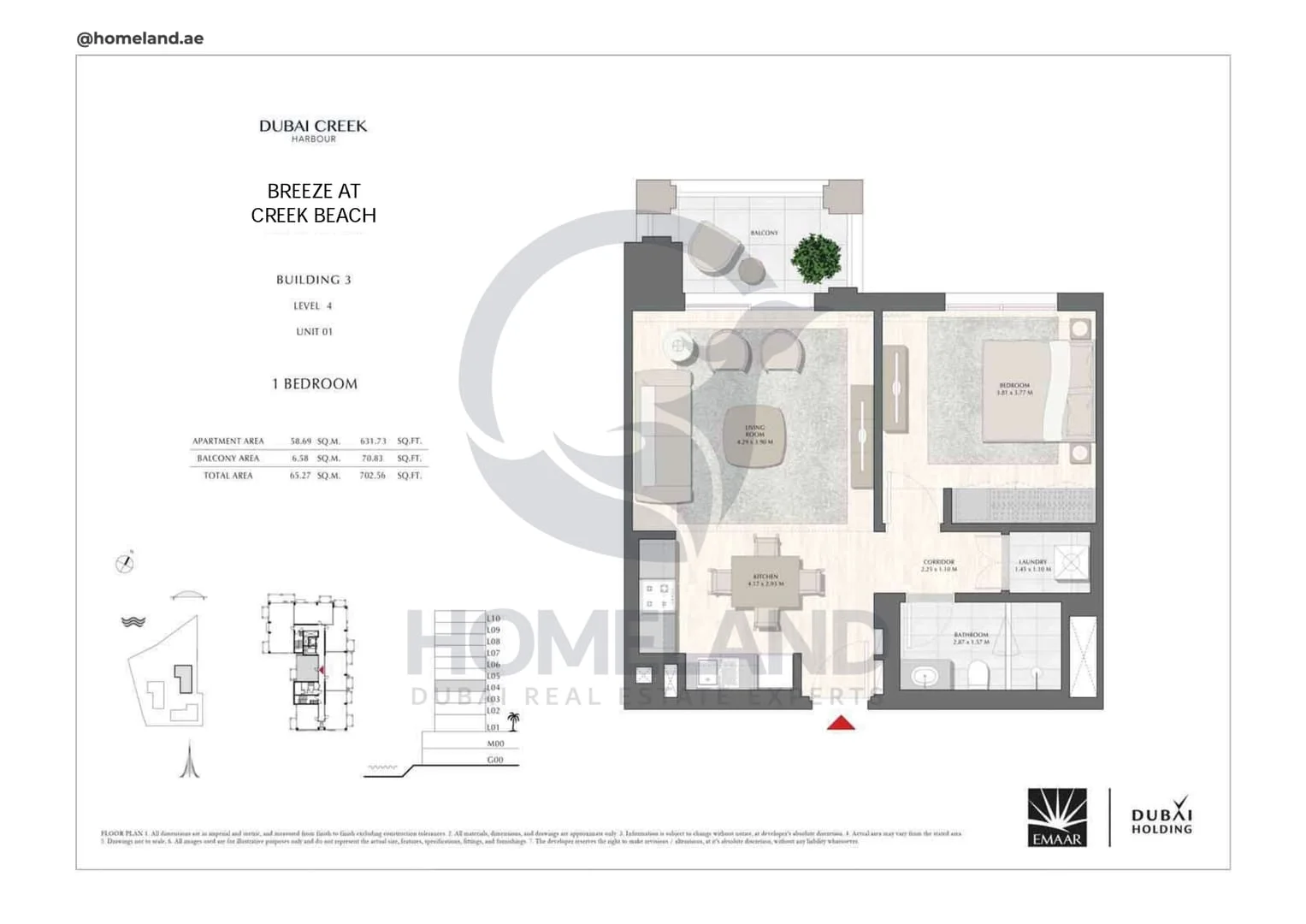 Breeze Creek Beach, Building 3, 1BR, Level 4, Unit 01, 702 SQFT