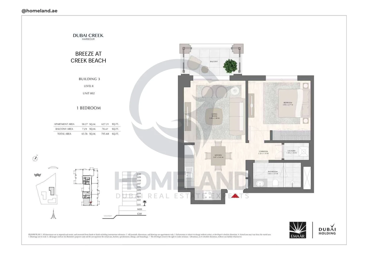 Breeze Creek Beach, Building 3, 1BR, Level 8, Unit 802, 705 SQFT