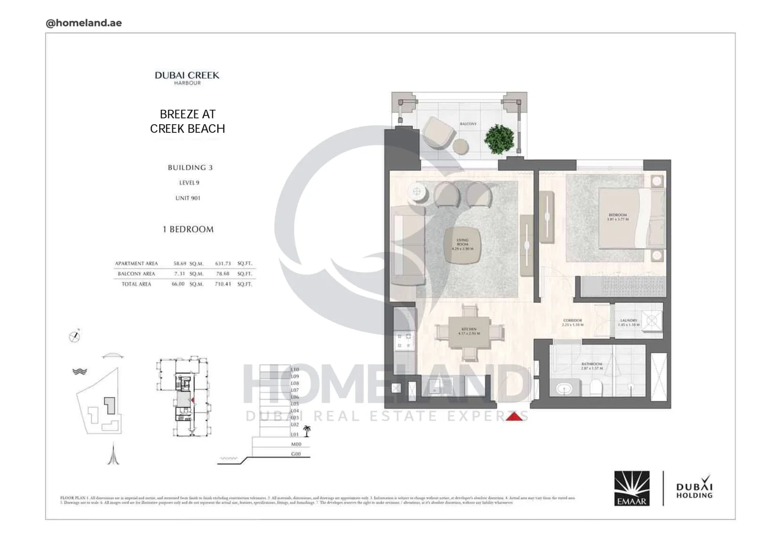 Breeze Creek Beach, Building 3, 1BR, Level 9, Unit 901, 710 SQFT