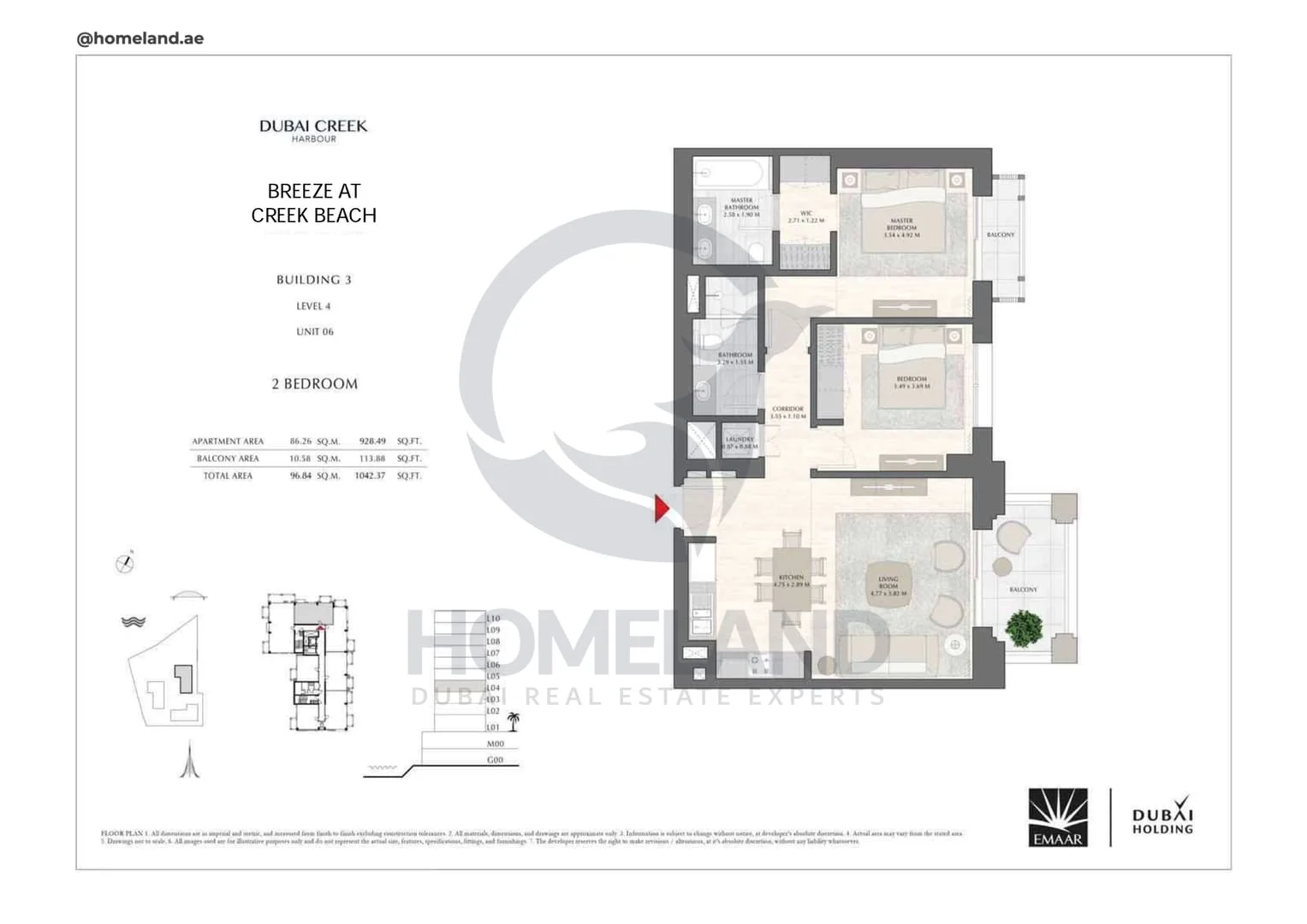 Breeze Creek Beach, Building 3, 2BR, Level 4, Unit 06, 1042 SQFT