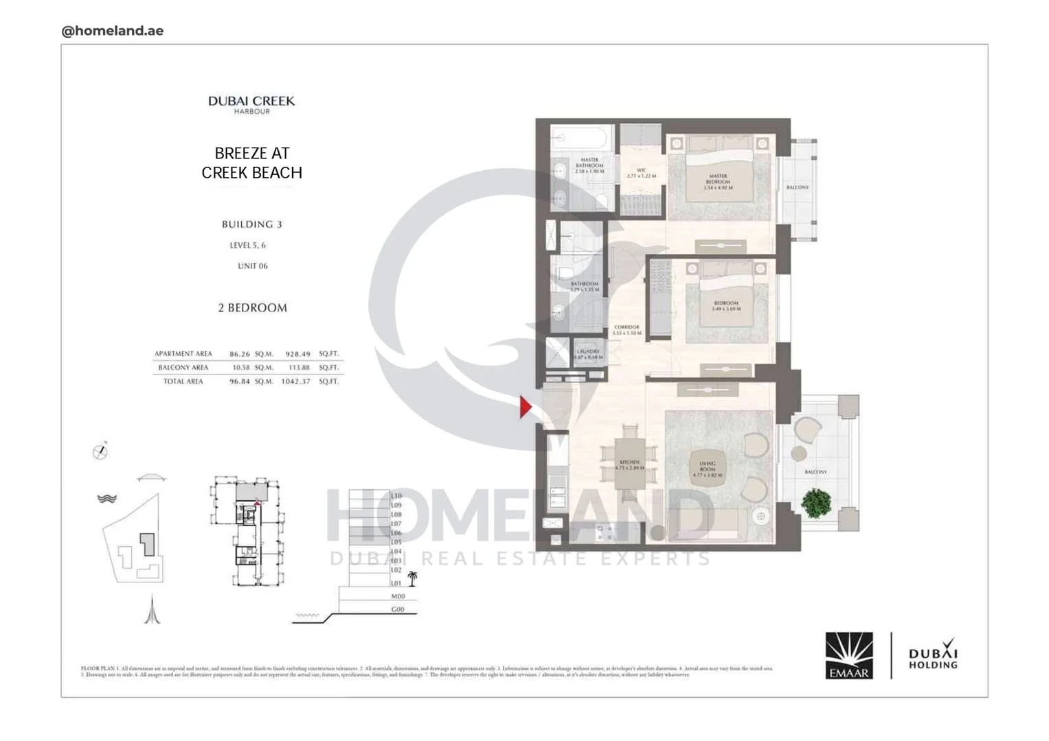 Breeze Creek Beach, Building 3, 2BR, Level 5-6, Unit 06, 1042 SQFT