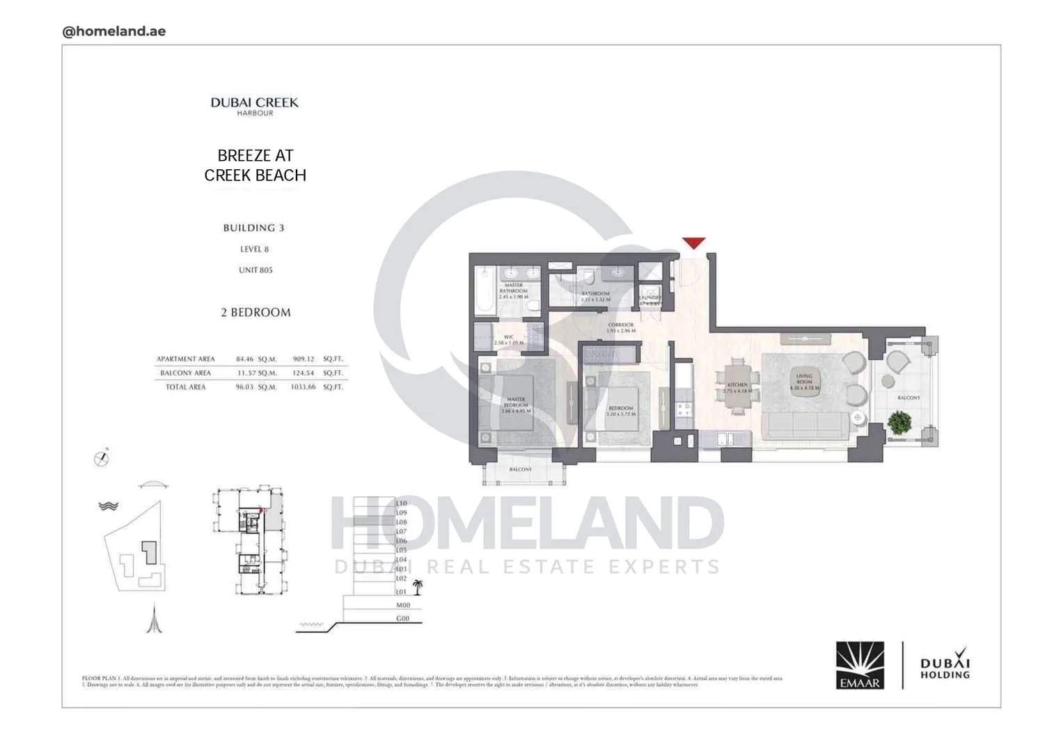 Breeze Creek Beach, Building 3, 2BR, Level 8, Unit 805, 1033 SQFT