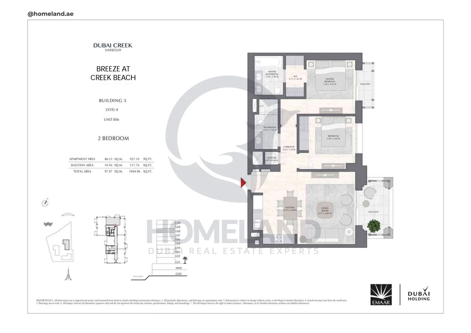 Breeze Creek Beach, Building 3, 2BR, Level 8, Unit 806, 1044 SQFT