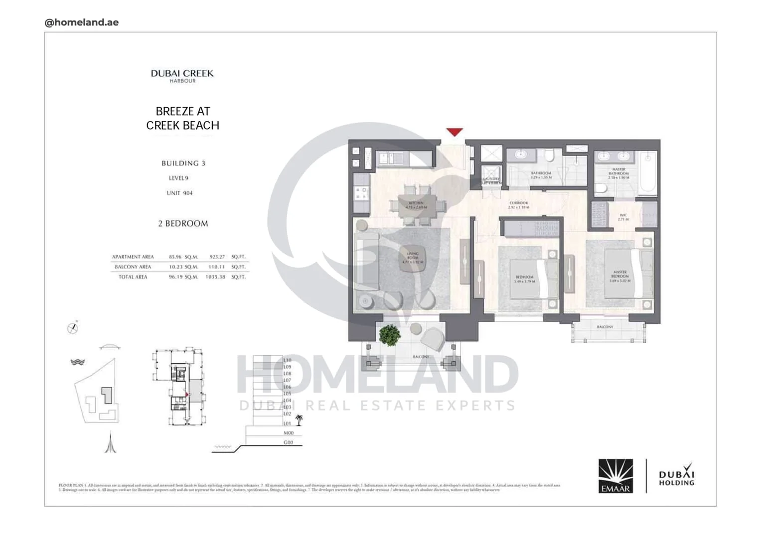 Breeze Creek Beach, Building 3, 2BR, Level 9, Unit 904, 1035 SQFT