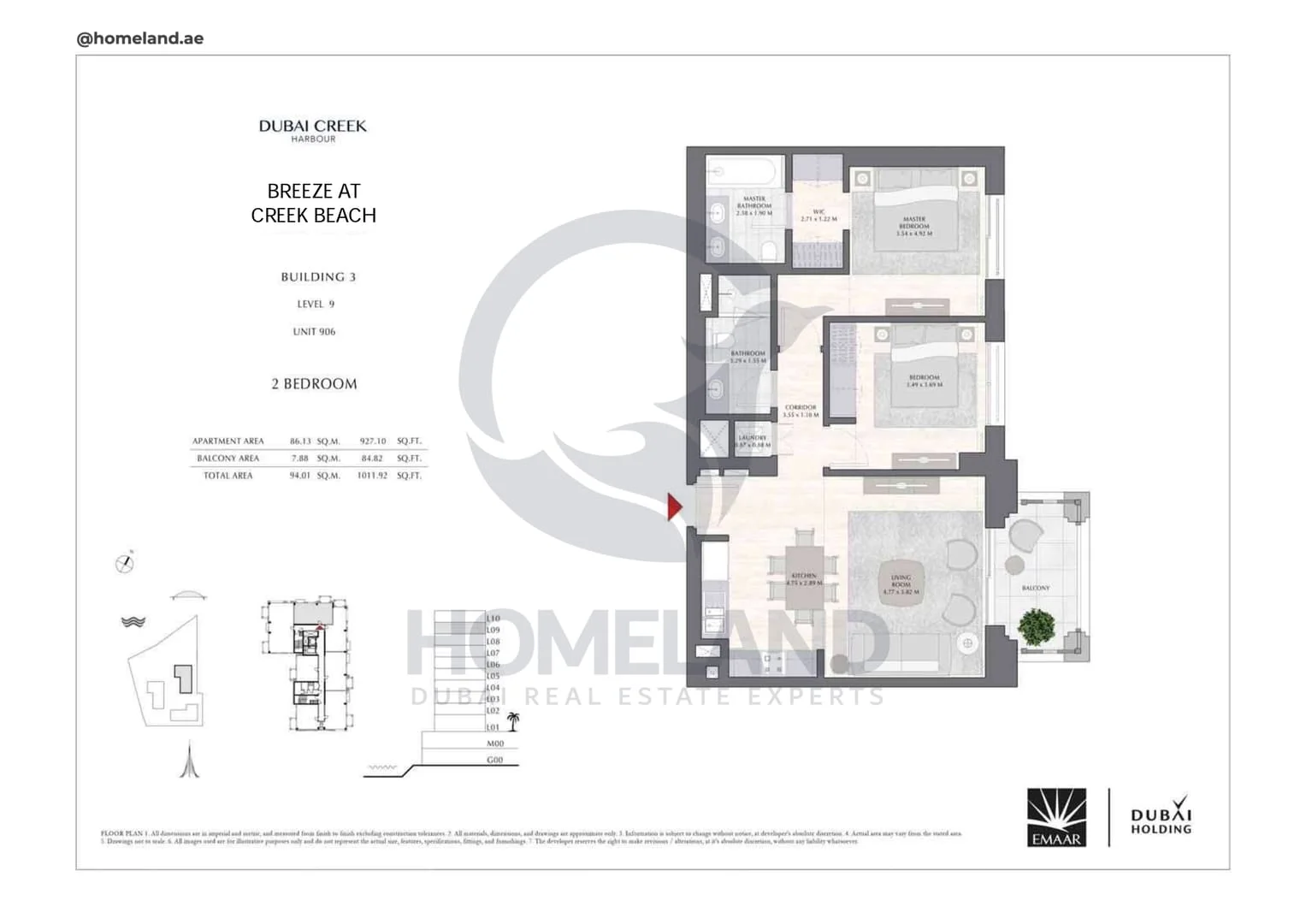 Breeze Creek Beach, Building 3, 2BR, Level 9, Unit 906, 1011 SQFT