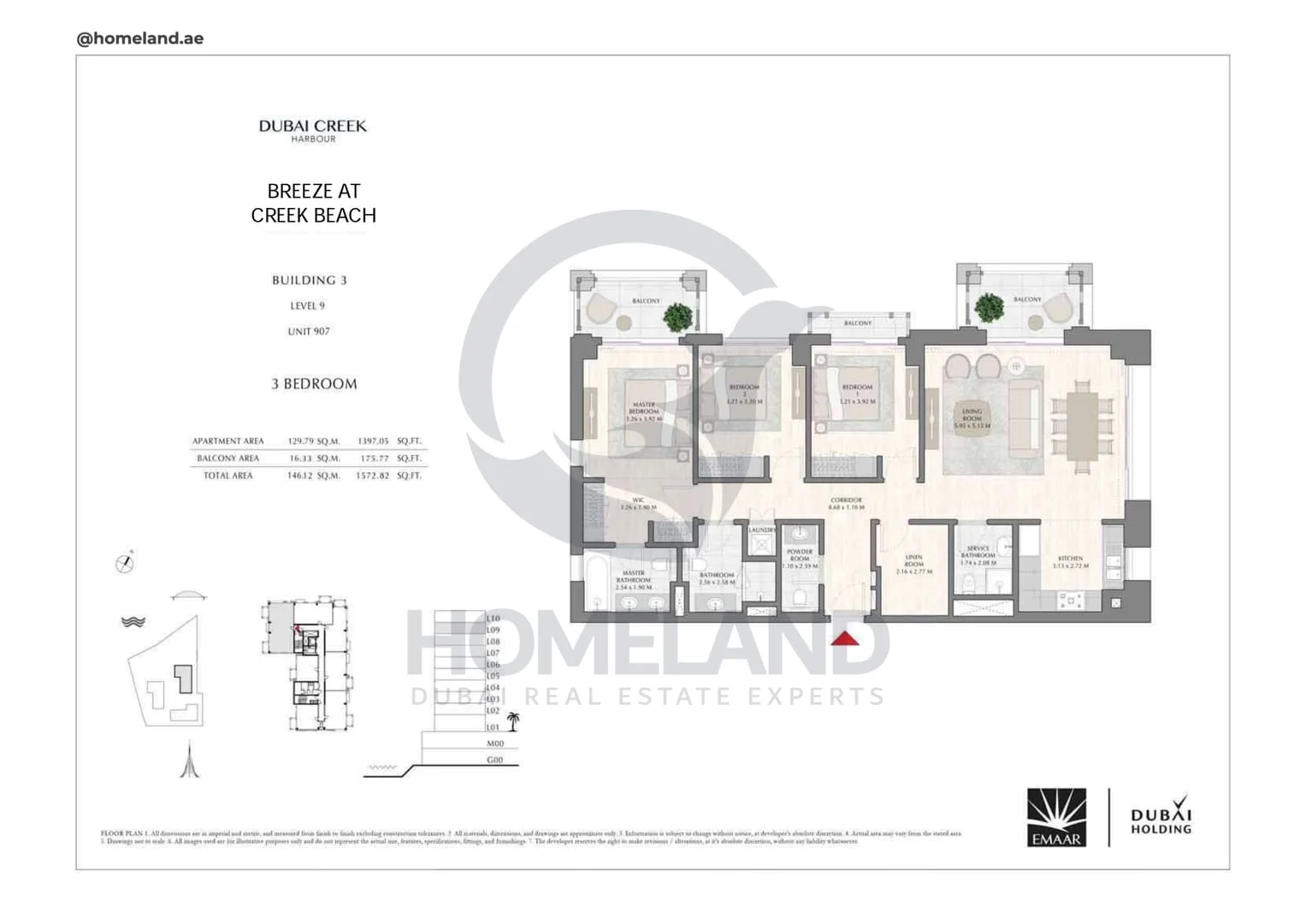 Breeze Creek Beach, Building 3, 3BR, Level 9, Unit 907, 1572 SQFT