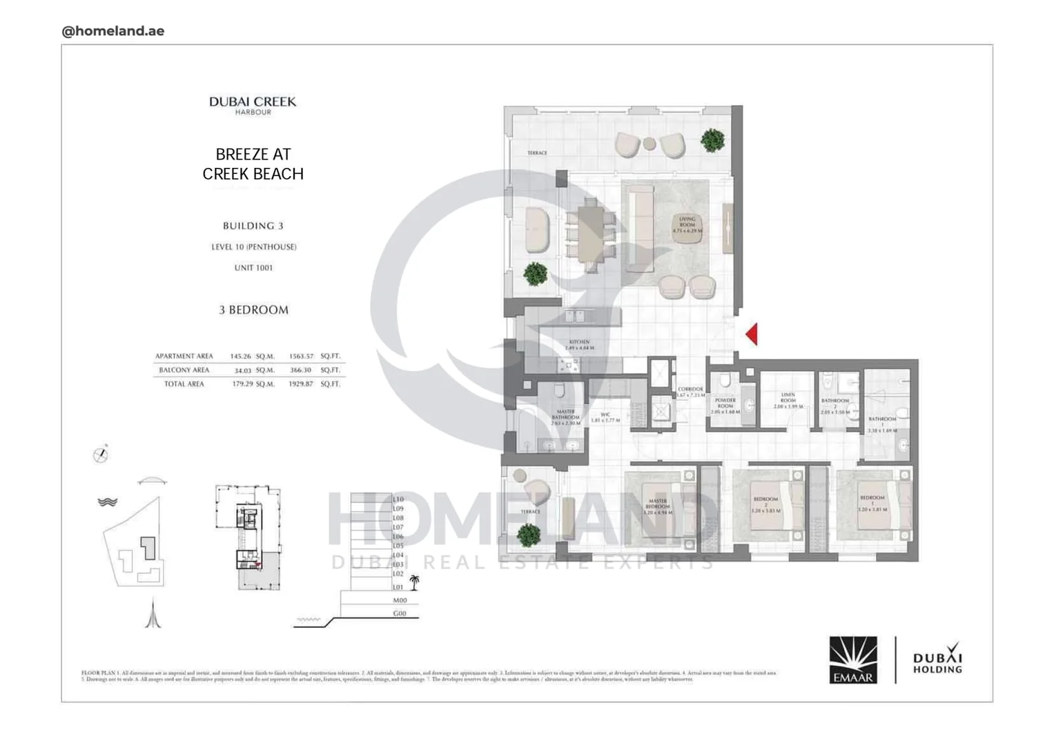 Breeze Creek Beach, Building 3, 3BR, Level 10 (Penthouse), Unit 1001, 1929 SQFT