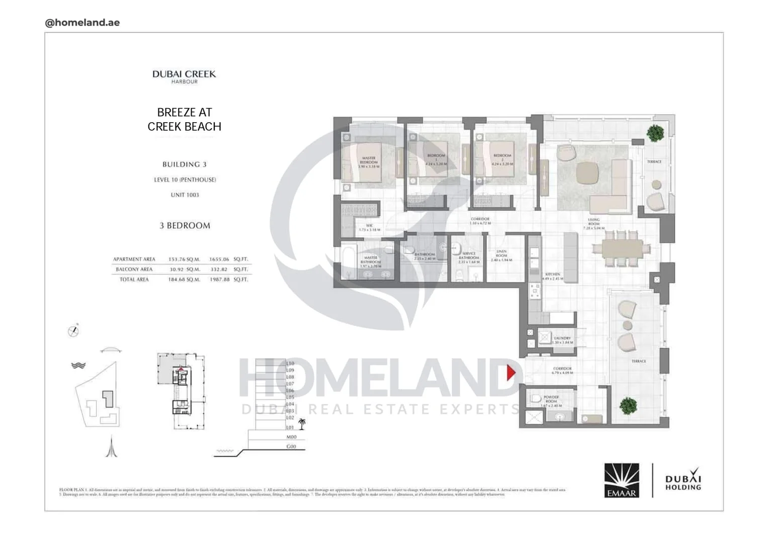 Breeze Creek Beach, Building 3, 3BR, Level 10 (Penthouse), Unit 1003, 1987 SQFT