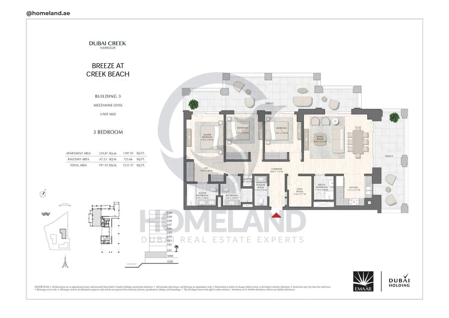 Breeze Creek Beach, Building 3, 3BR, Level Mezzanine, Unit M02, 2121 SQFT