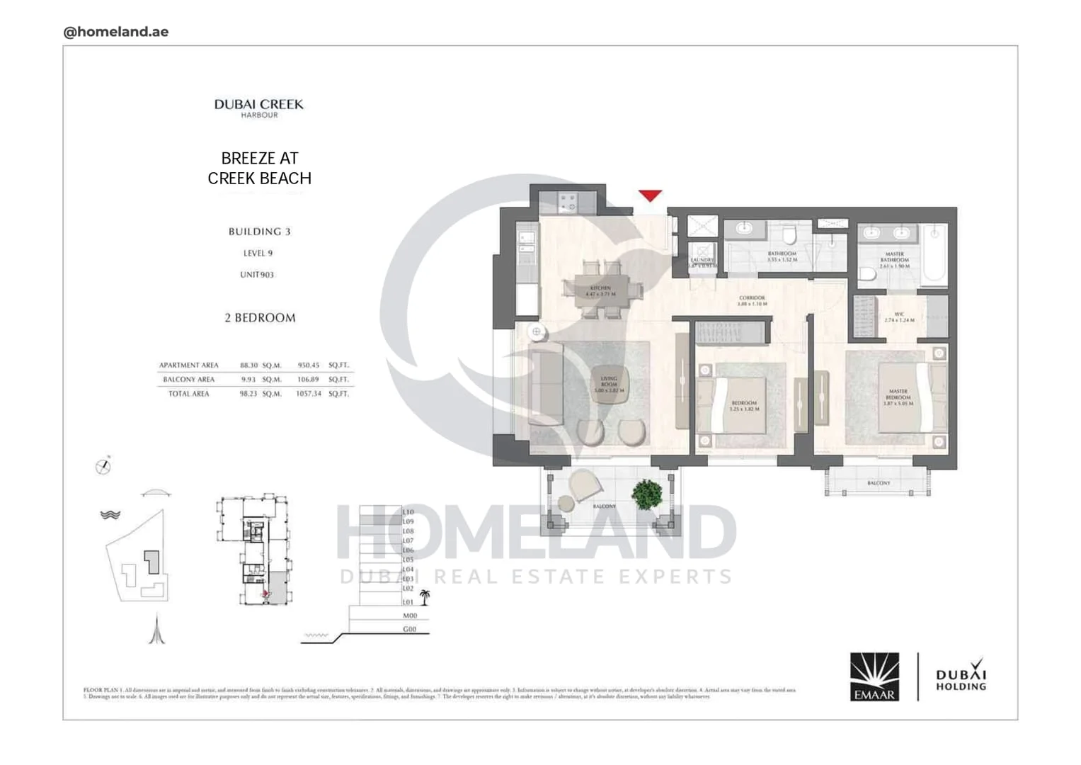 Breeze Creek Beach, Building 3, 2BR, Level 9, Unit 903, 1057 SQFT