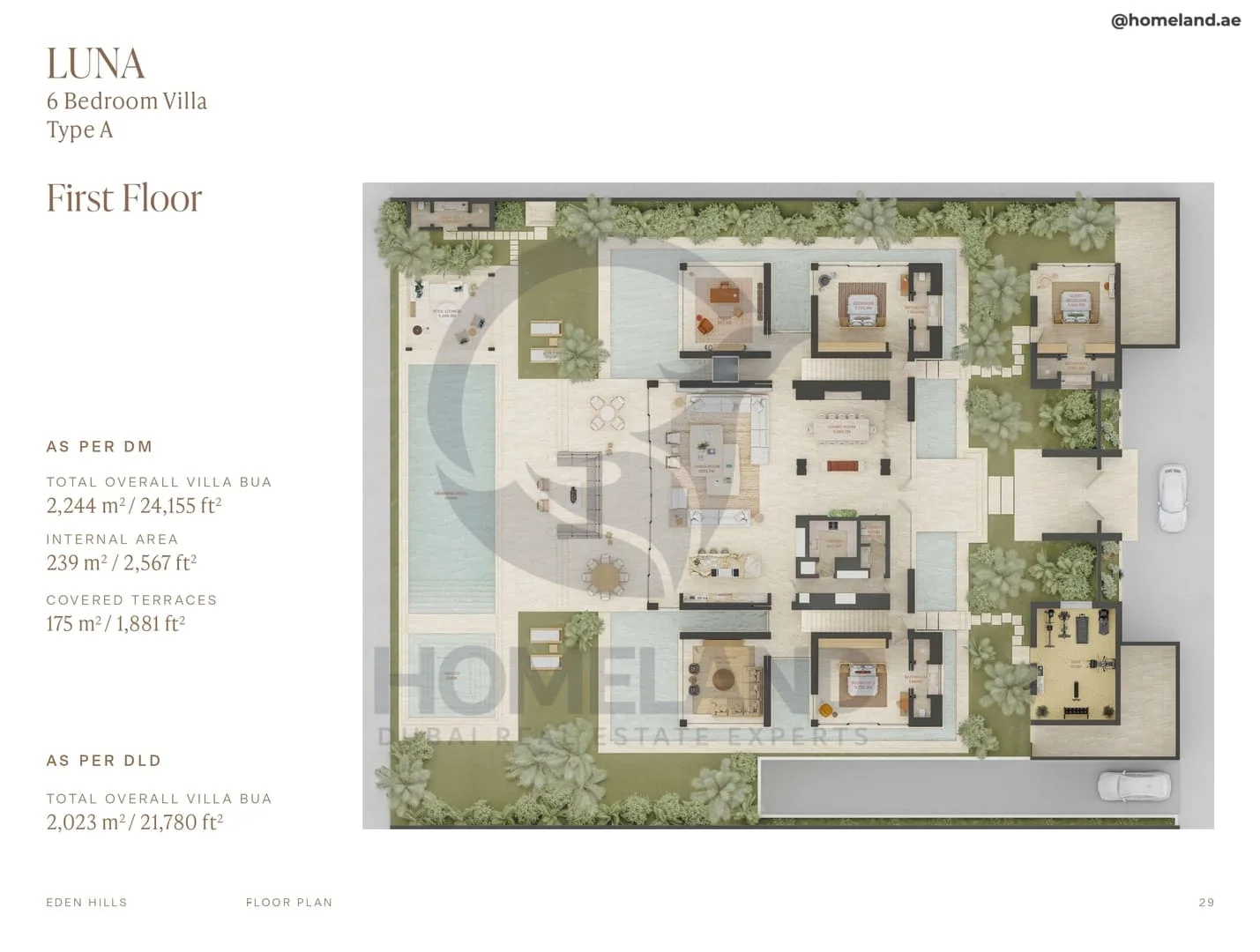 Eden Hills, Luna, 6BR Villa, Type A, First Floor, 24155 SQFT