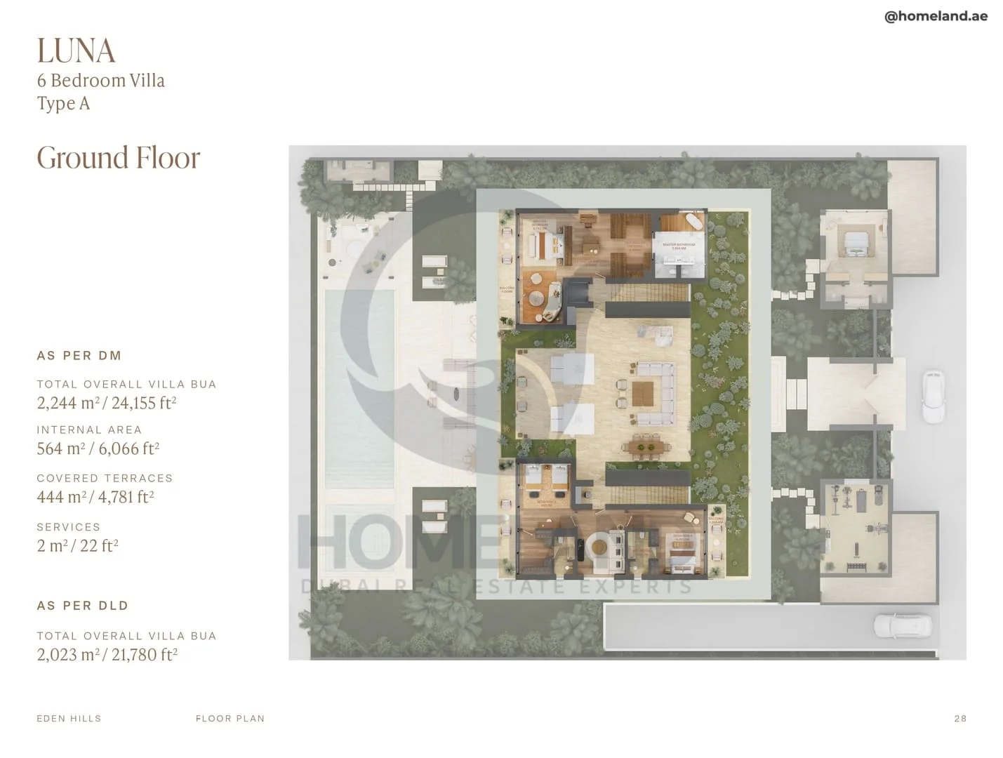 Eden Hills, Luna, 6BR Villa, Type A, Ground Floor, 24155 SQFT