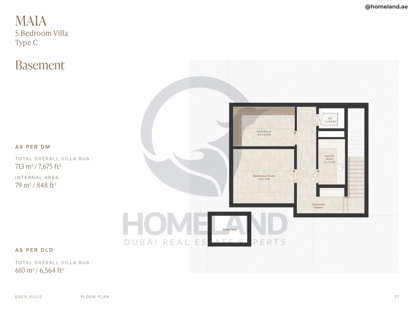Eden Hills, Maia, 5BR Villa, Type C, Basement, 7675 SQFT