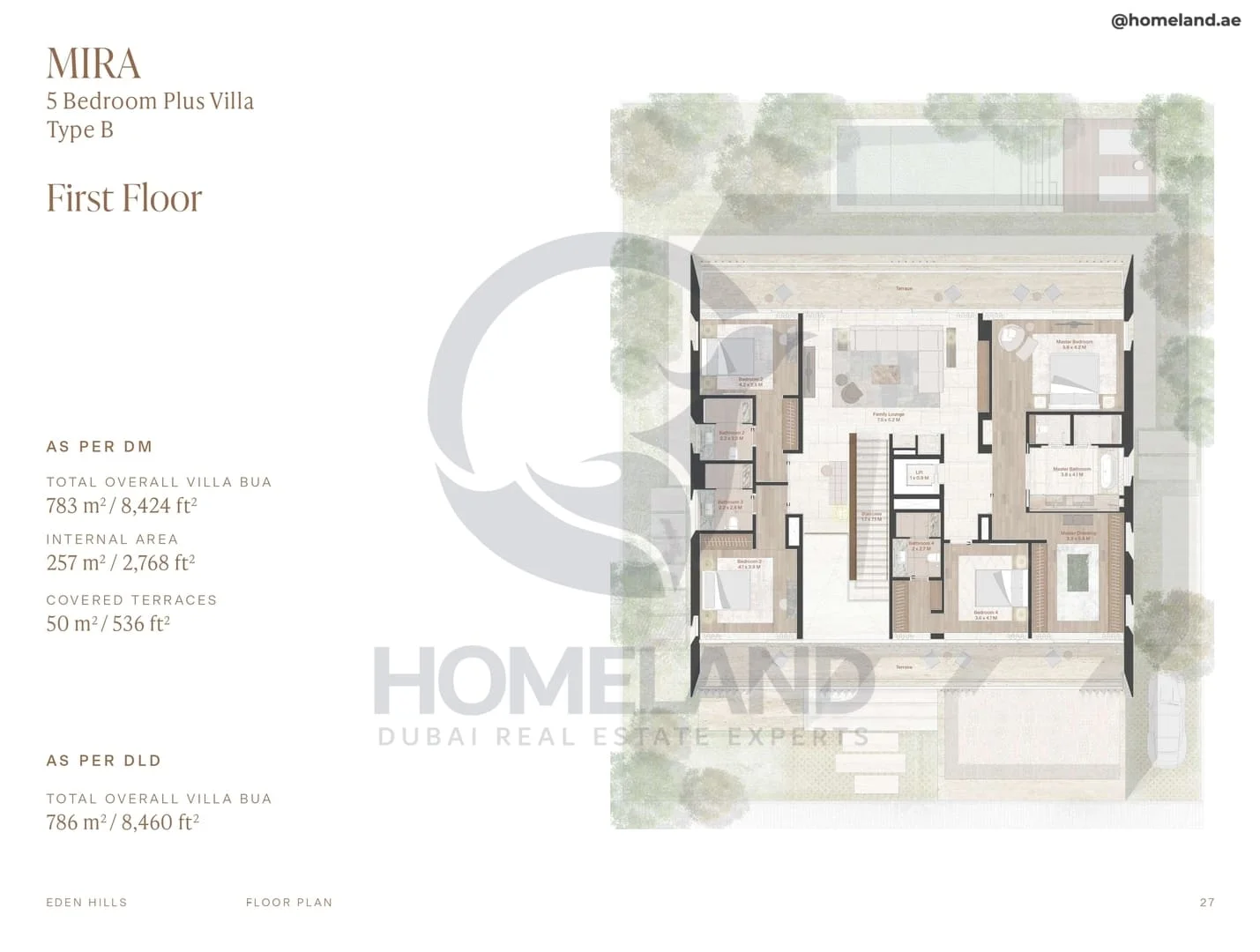 Eden Hills, Mira, 5BR Plus Villa, Type B, First Floor, 8460 SQFT