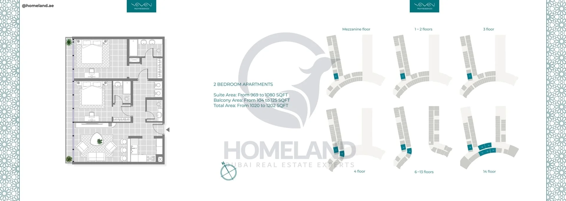 Seven Palm Residences,2BR , Level Mezzanine-1 to 14, 1202 SQFT