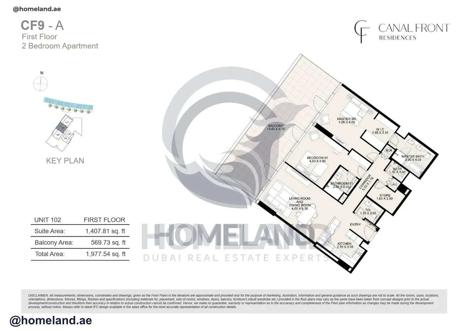 Canal Front Residences, CF9-A, 2BR, Unit 102, Level 1, 1977 SQFT