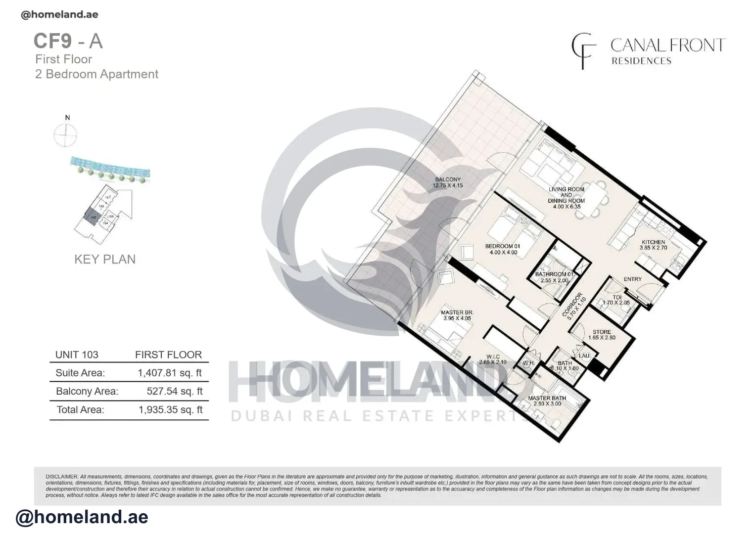 Canal Front Residences, CF9-A, 2BR, Unit 103, Level 1, 1935 SQFT