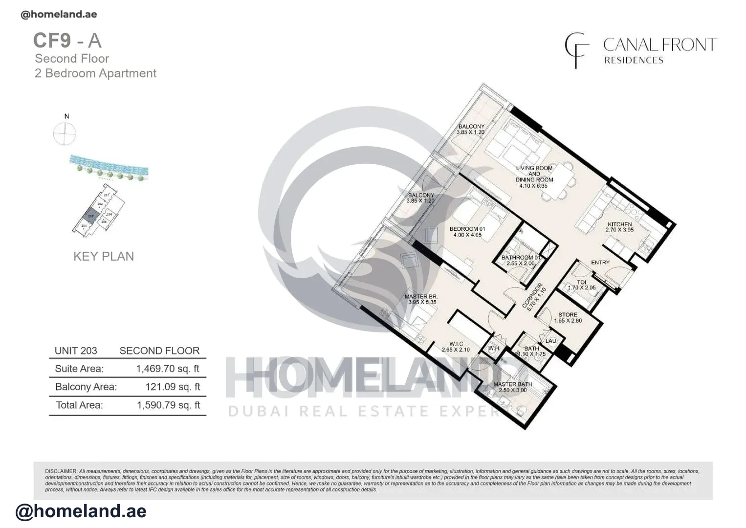 Canal Front Residences, CF9-A, 2BR, Unit 203, Level 2, 1590 SQFT
