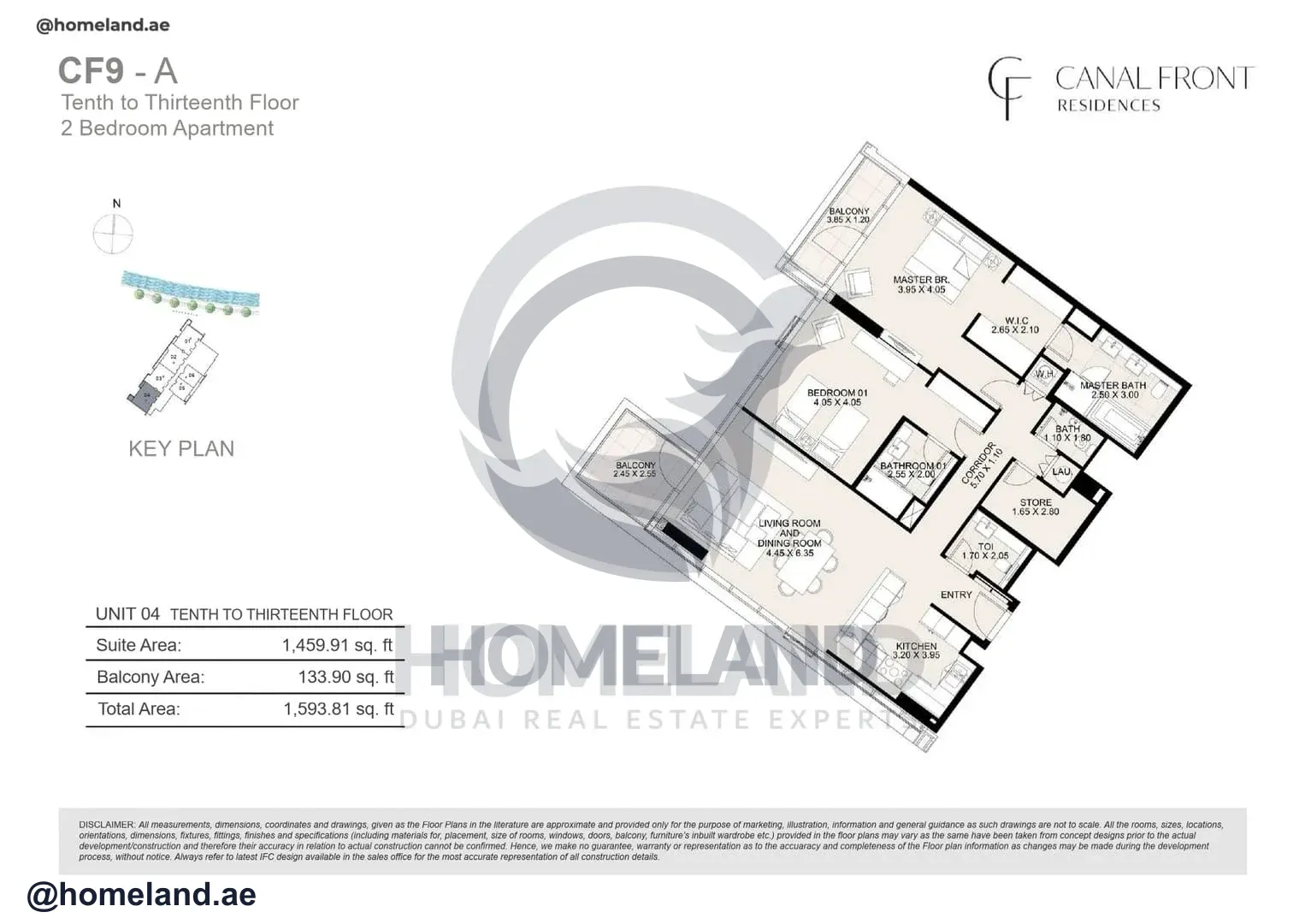 Canal Front Residences, CF9-A, 2BR, Unit 04, Level 10 to 13, 1593 SQFT