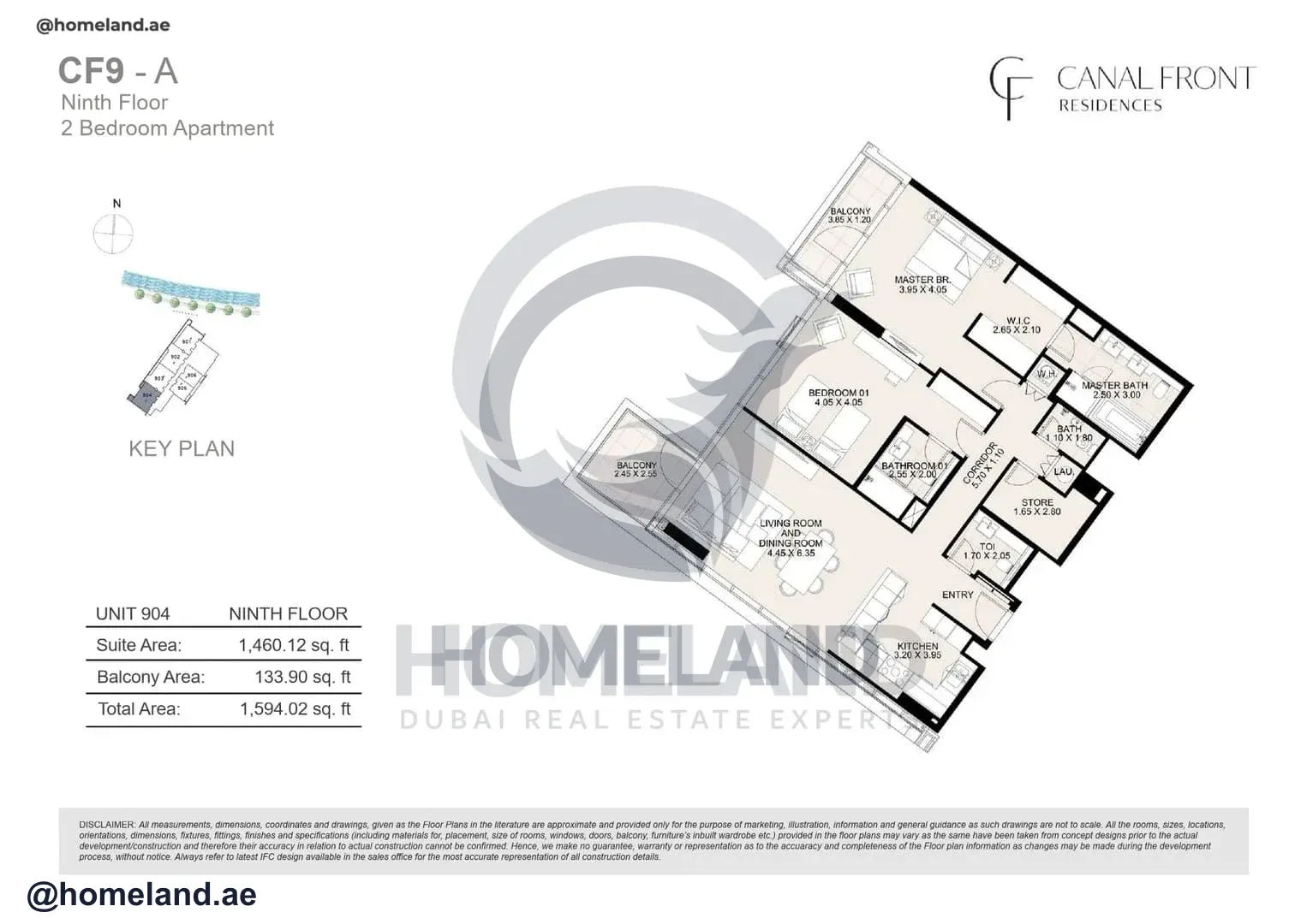 Canal Front Residences, CF9-A, 2BR, Unit 904, Level 9, 1594 SQFT