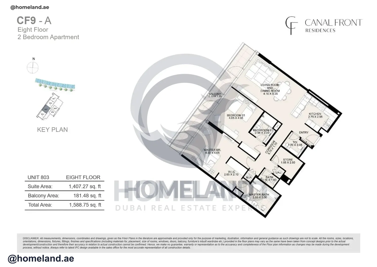 Canal Front Residences, CF9-A, 2BR, Unit 803, Level 8, 1588 SQFT