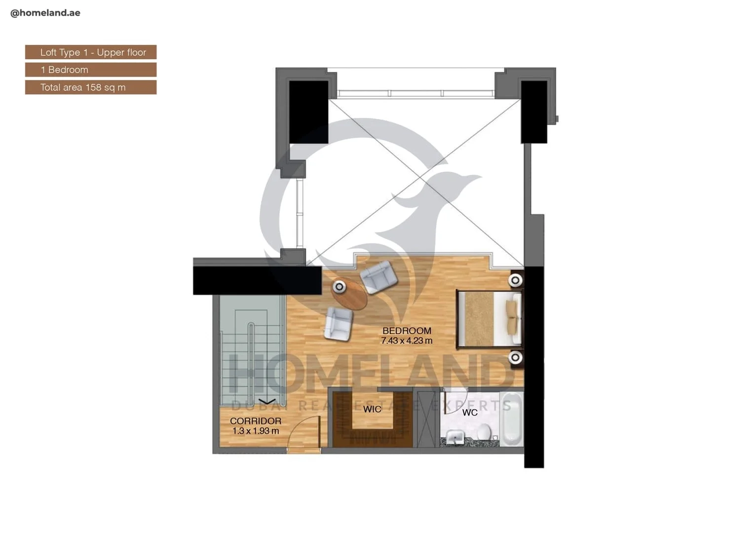 Noora Tower, 1BR, Loft Type 1-Upper Floor, 1700 SQFT