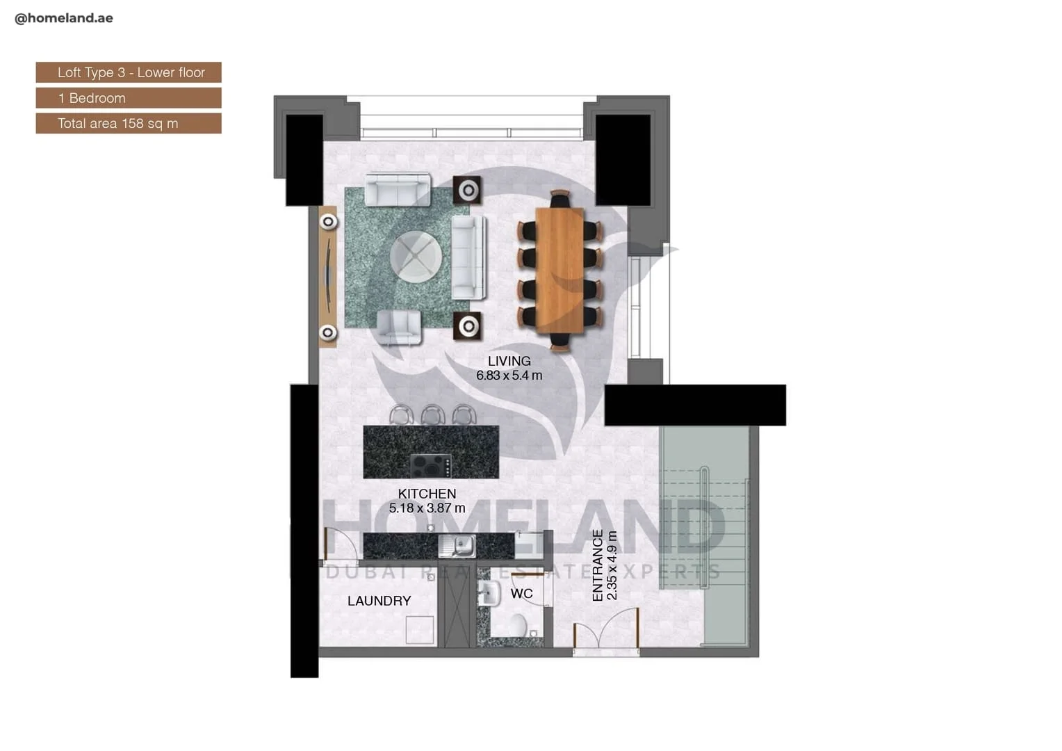 Noora Tower, 1BR, Loft Type 3-Lower Floor, 1700 SQFT