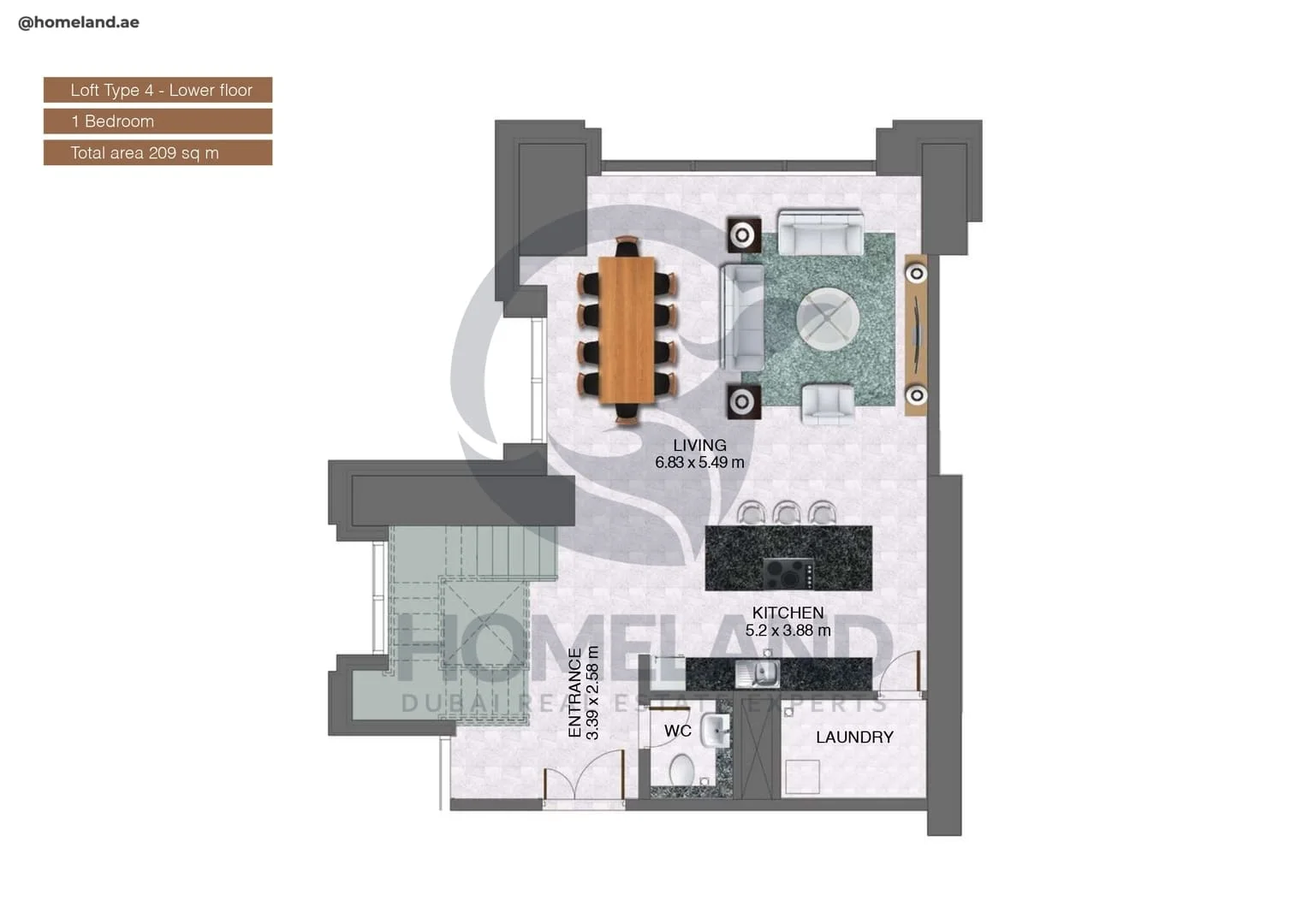 Noora Tower, 1BR, Loft Type 4-Lower Floor, 2249 SQFT