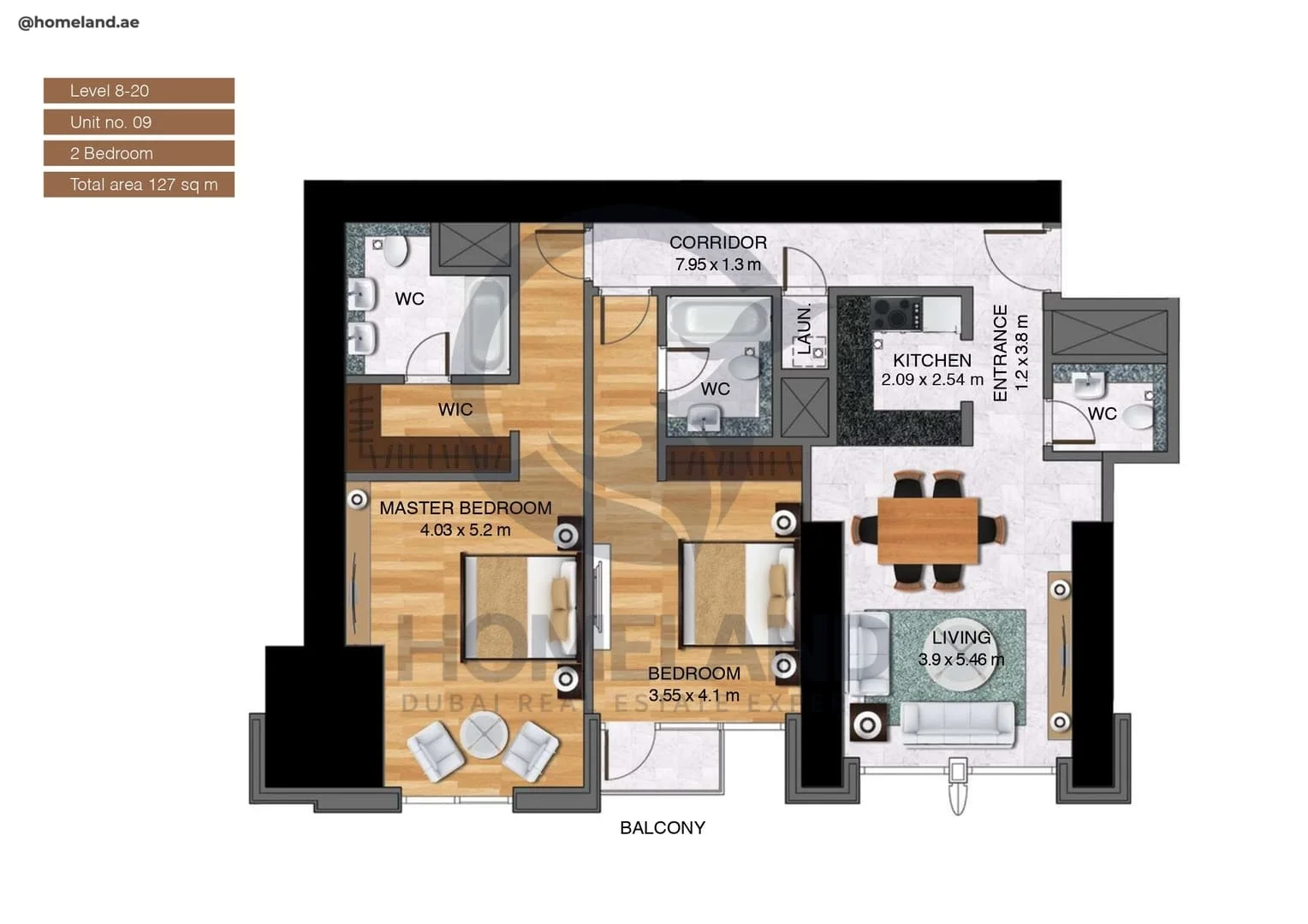 Noora Tower, 2BR, Unit 09, Level 8 to 20, 1367 SQFT