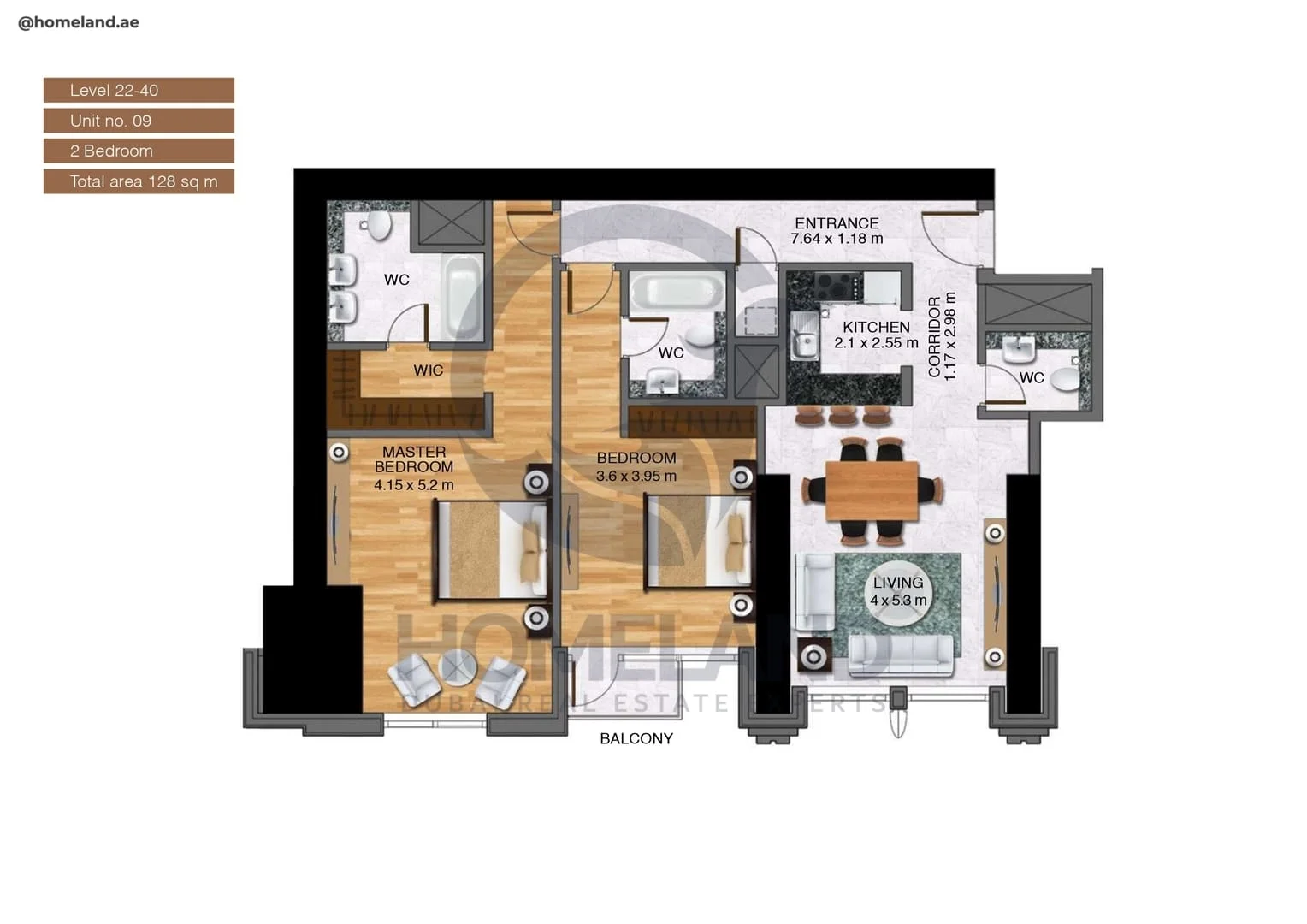 Noora Tower, 2BR, Unit 09, Level 22 to 40, 1377 SQFT
