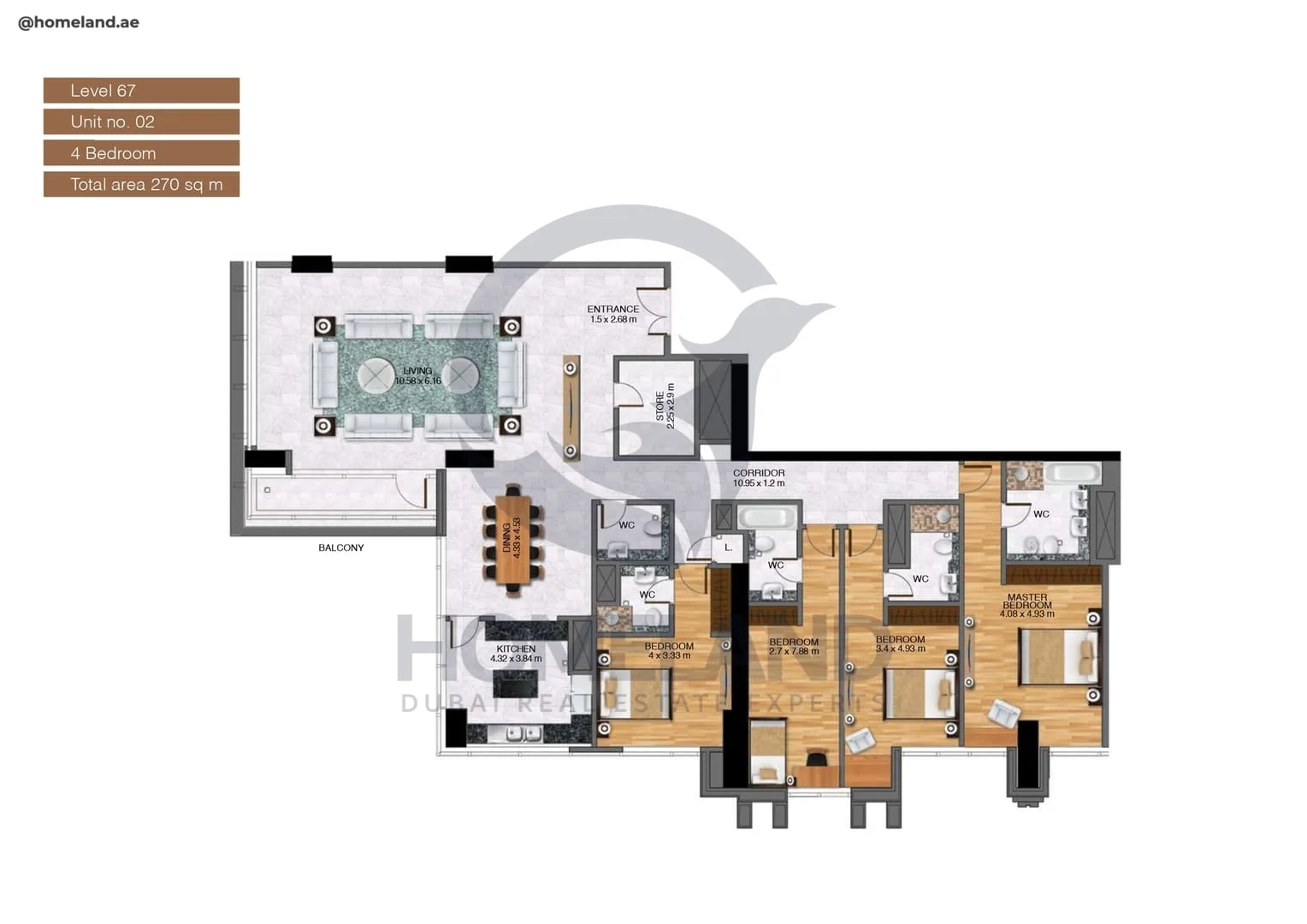 Noora Tower, 4BR, Unit 02, Level 67, 2906 SQFT