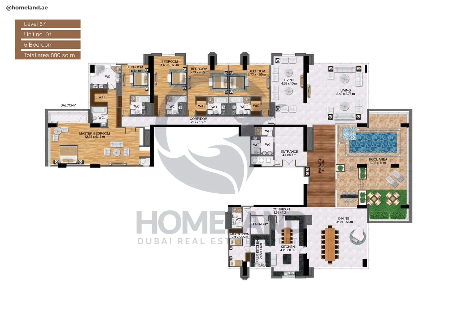 Noora Tower, 5BR, Unit 01, Level 67, 9472 SQFT