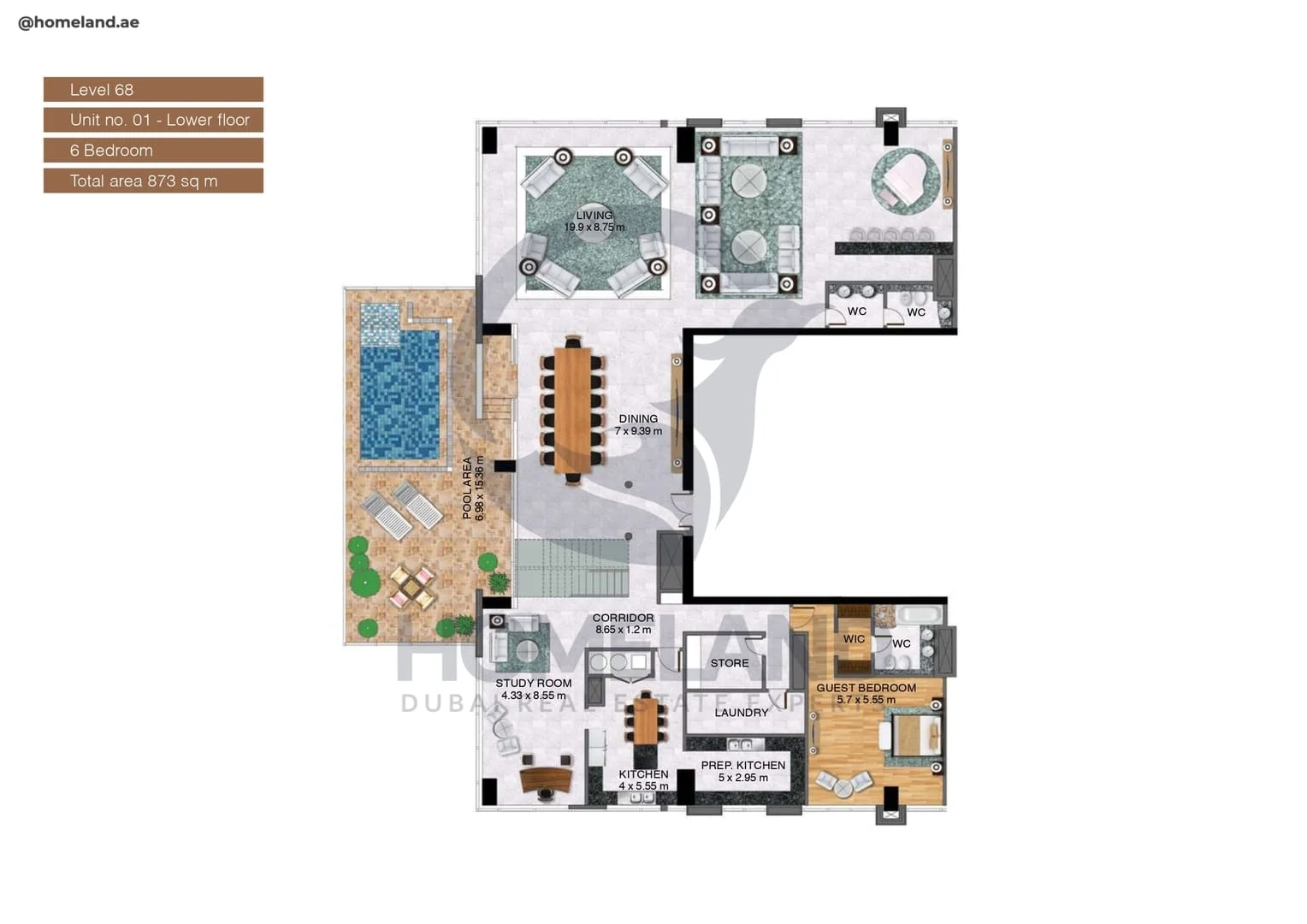 Noora Tower, 6BR, Unit 01-Lower Floor, Level 68, 9396 SQFT
