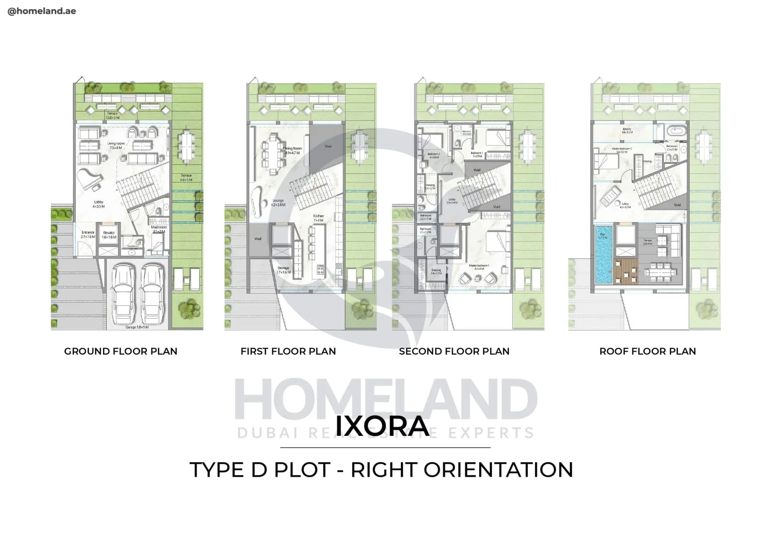 Ixora, Type D Plot, Right Orientation, 4BR, Ground-1st-2nd-Roof Floor