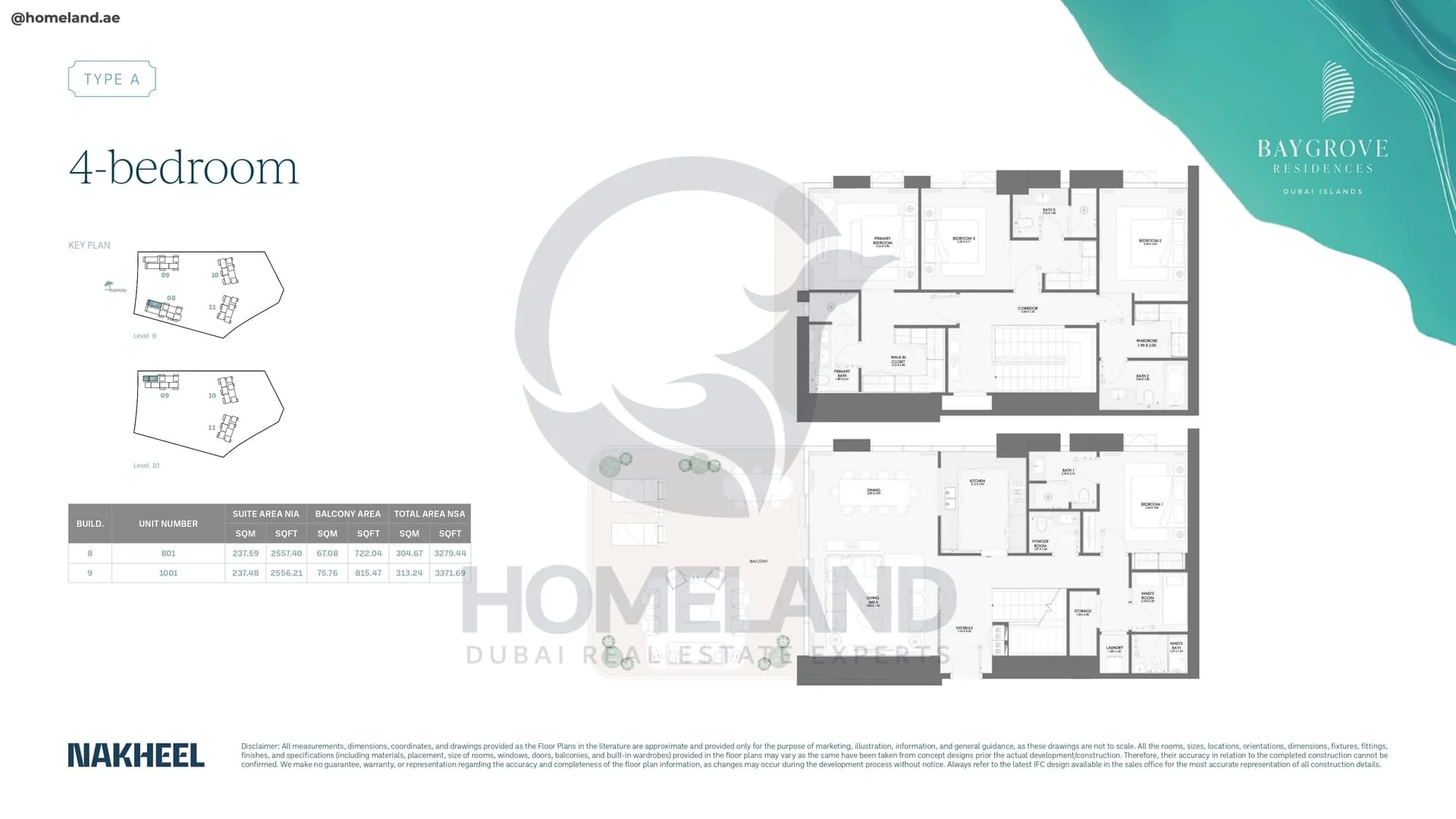 Bay Grove, Phase 2, Building 8-9, 4BR, Type A, Unit 801-1001, Level 8-10, 3371 SQFT