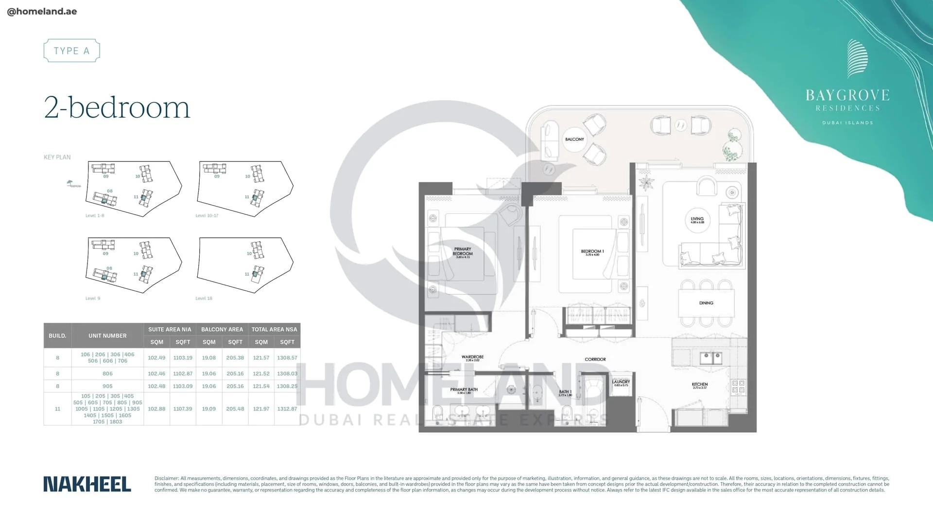 Bay Grove, Phase 2, Building 8-11, 2BR, Type A, Unit 106 -1803 , Level 1 to 18, 1312 SQFT