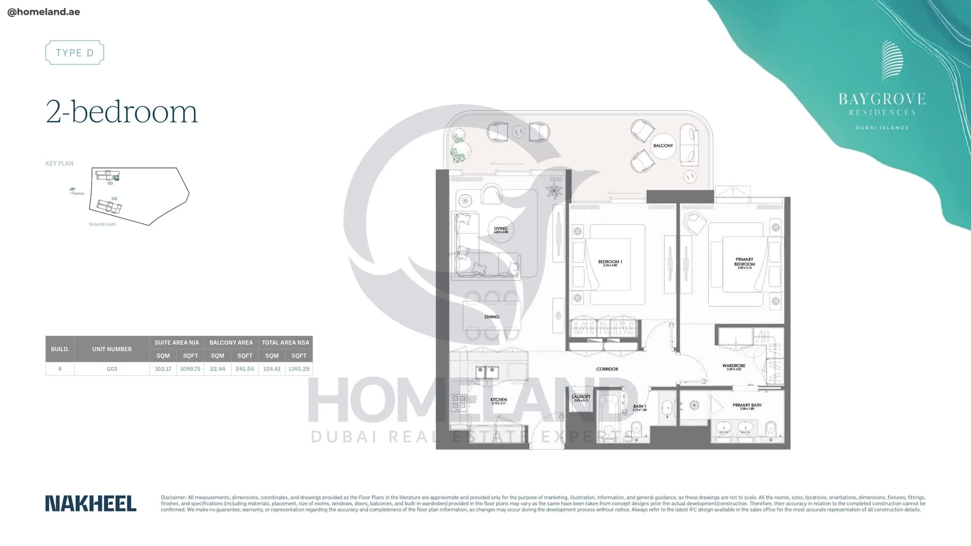 Bay Grove, Phase 2, Building 9, 2BR, Type D, Unit G03, Level Ground, 1341 SQFT