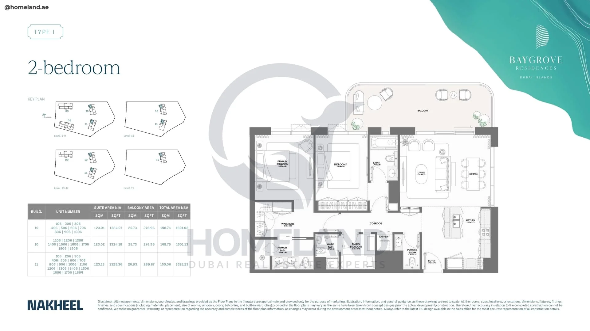 Bay Grove, Phase 2, Building 10-11, 2BR, Type I, Unit 106 to 1804, Level 1 to 19, 1615 SQFT