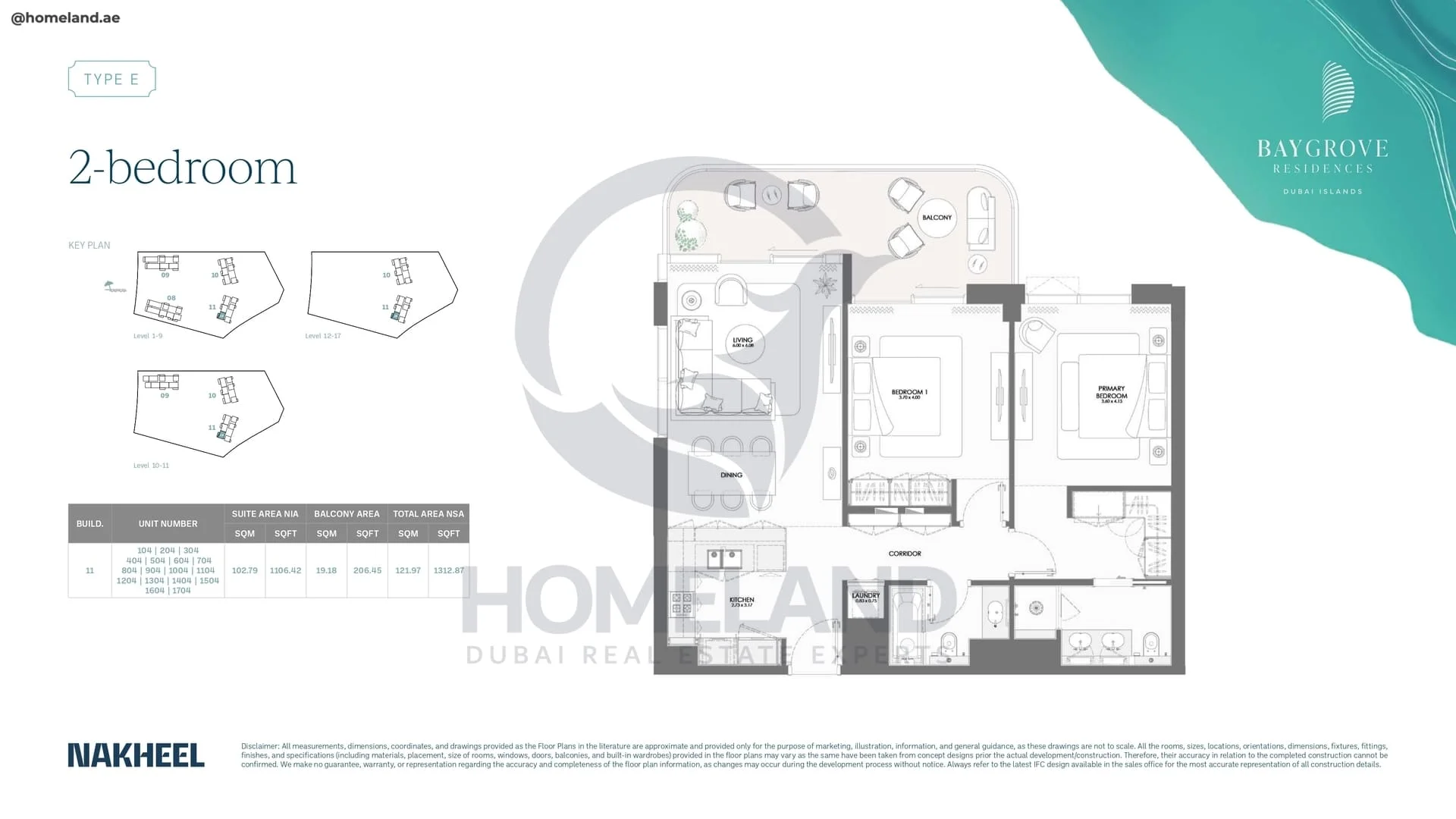 Bay Grove, Phase 2, Building 11, 2BR, Type E, Unit 104 to 1704, Level 1 to 17, 1312 SQFT