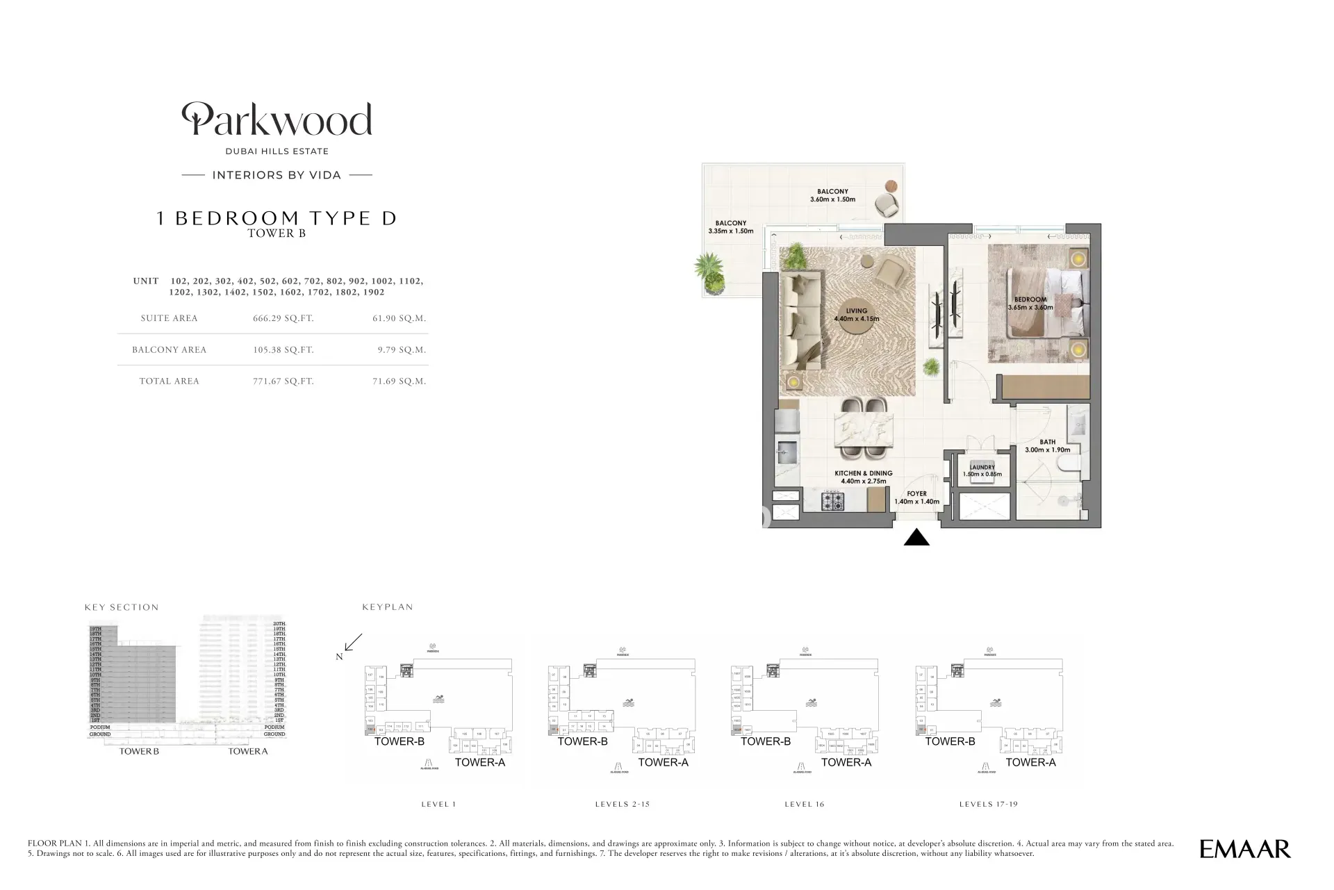 1 BR Type D-Tower B
