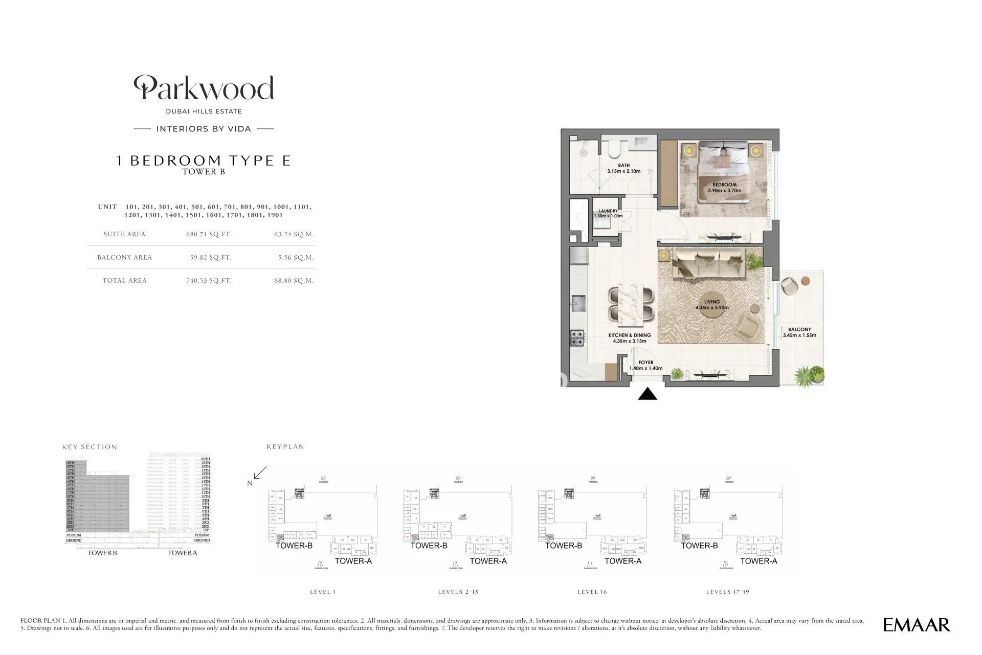 1 BR Type E-Tower B