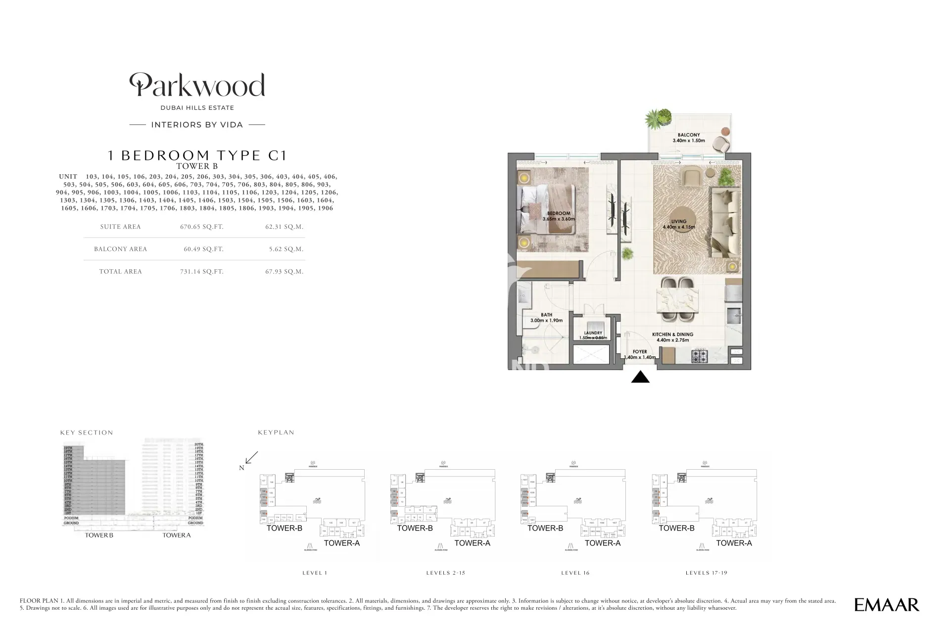 1 BR Type C1-Tower B