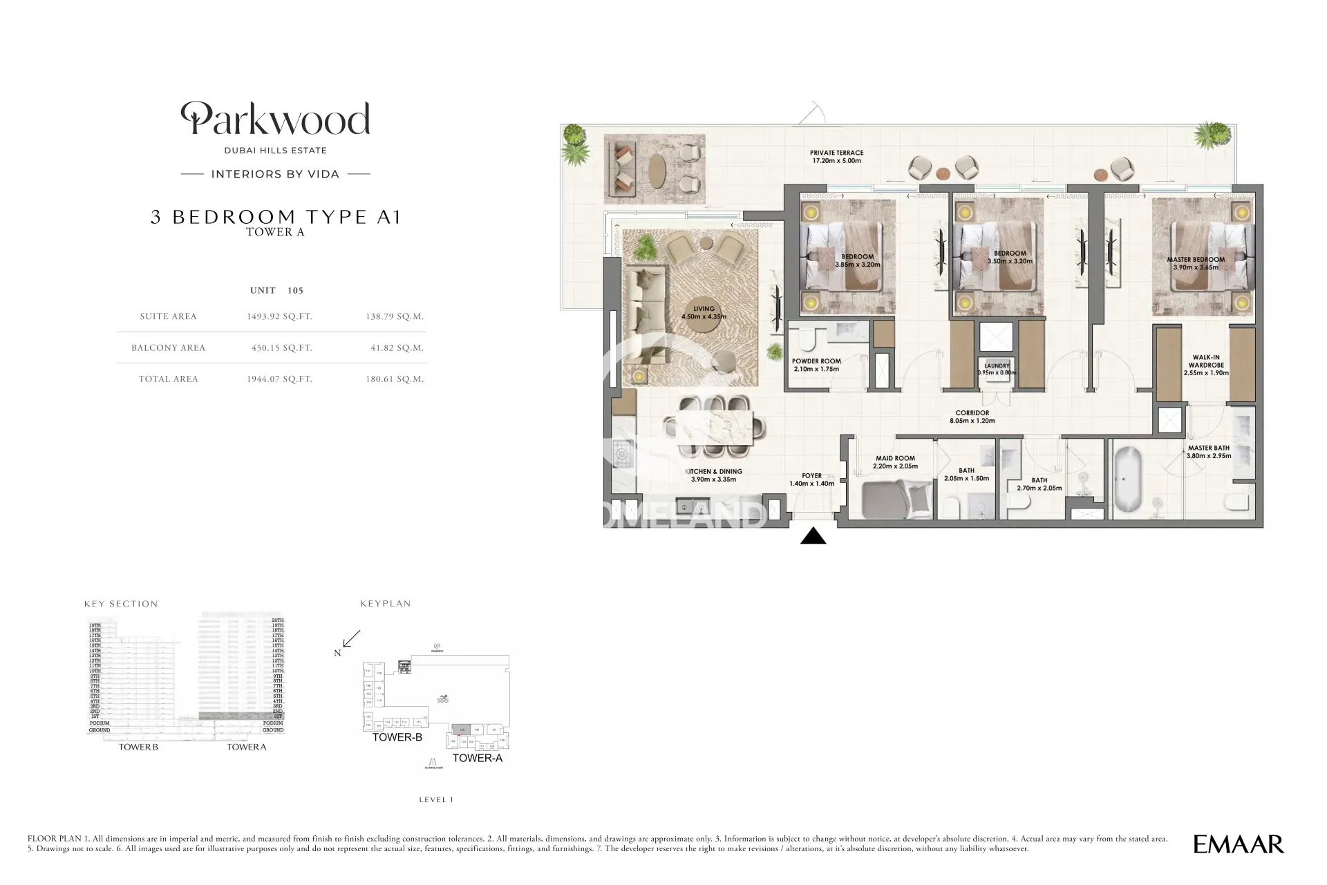 3 BR Type A1 -Tower A