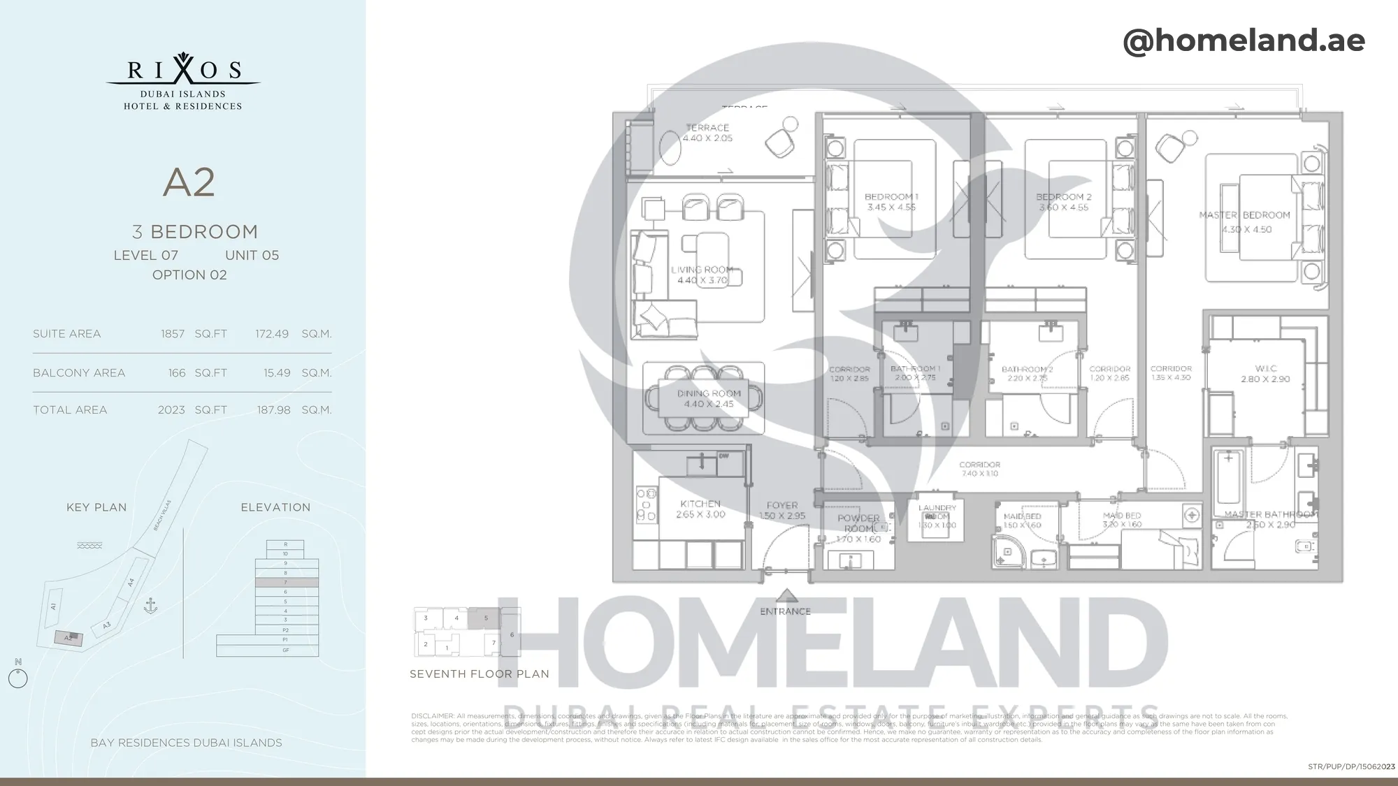 Rixos, A2, 3 BR, Level 7, Unit 05 Option 2, 2023 SQFT